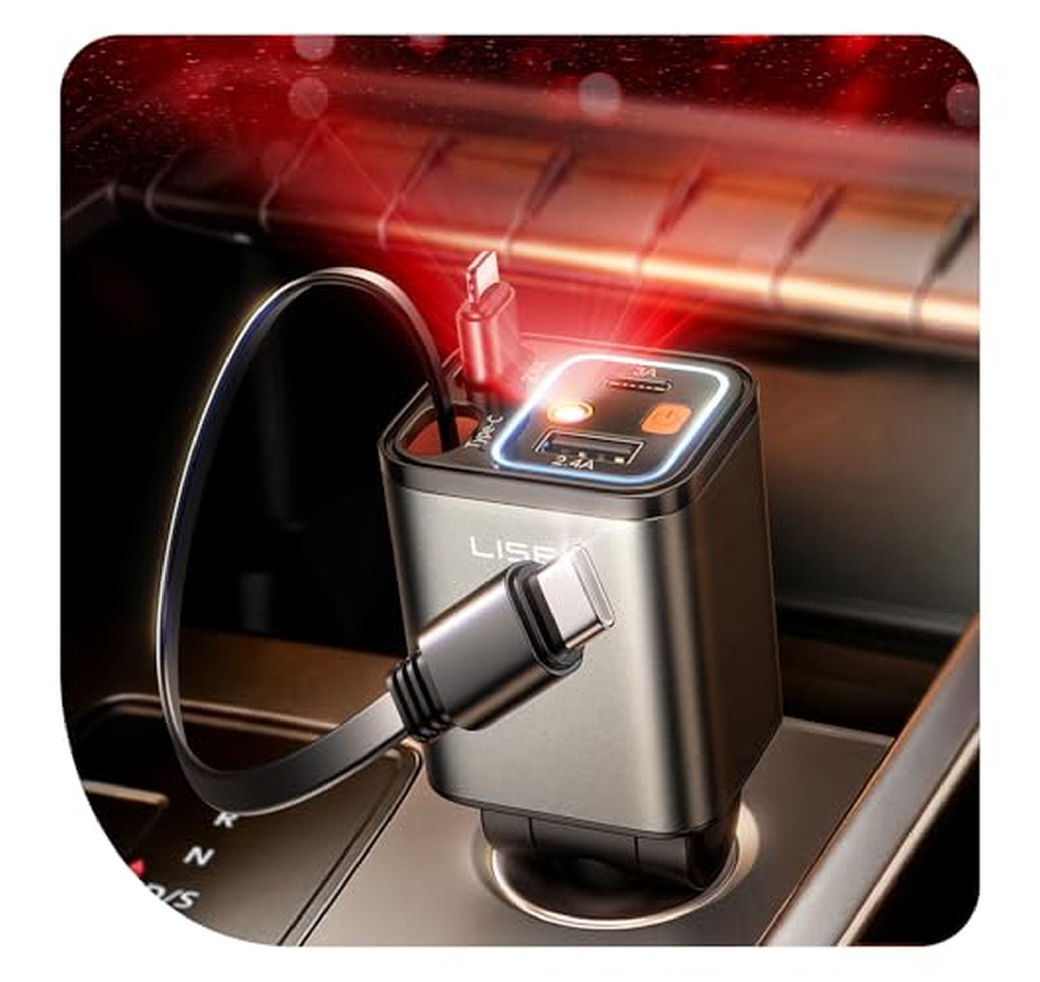 75W Retractable USB C Car Charger Adapter