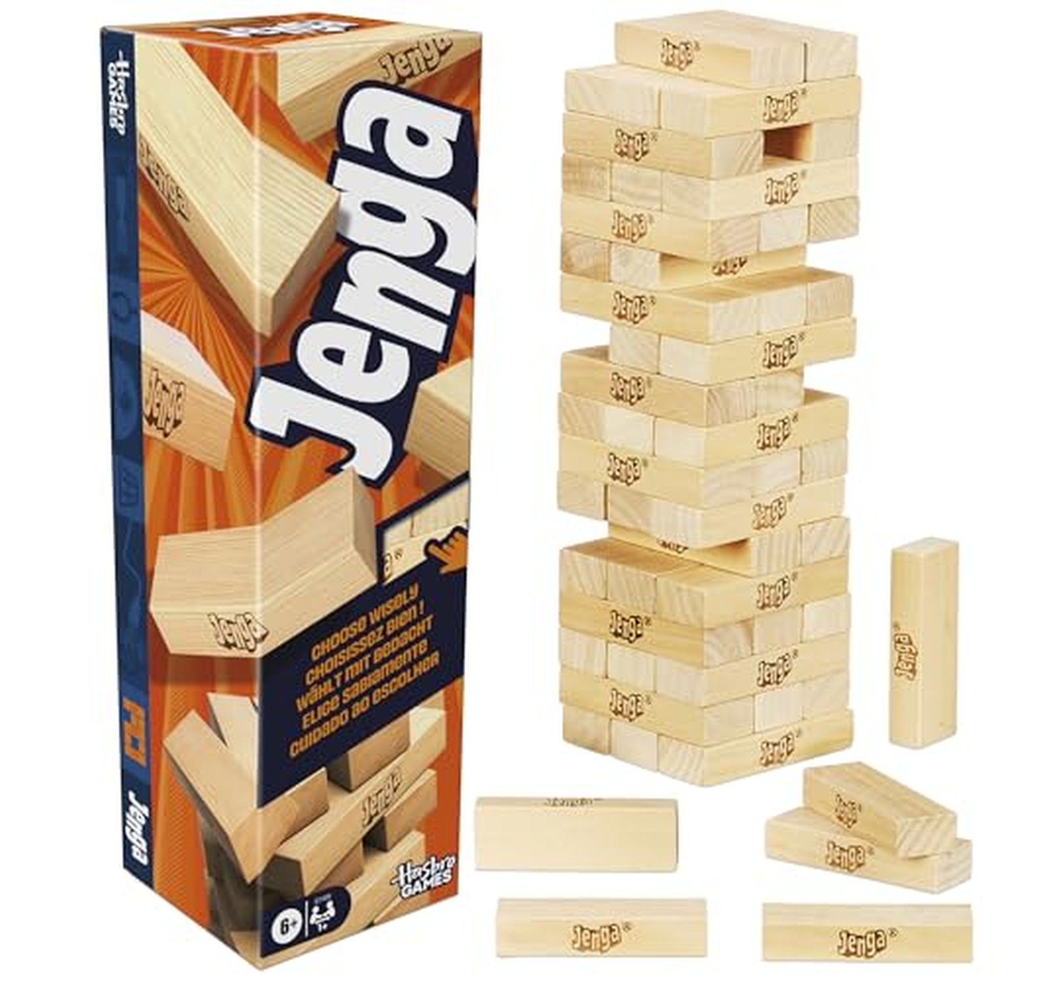 Hasbro Gaming Jenga Classic Wooden Stacking Tower Game
