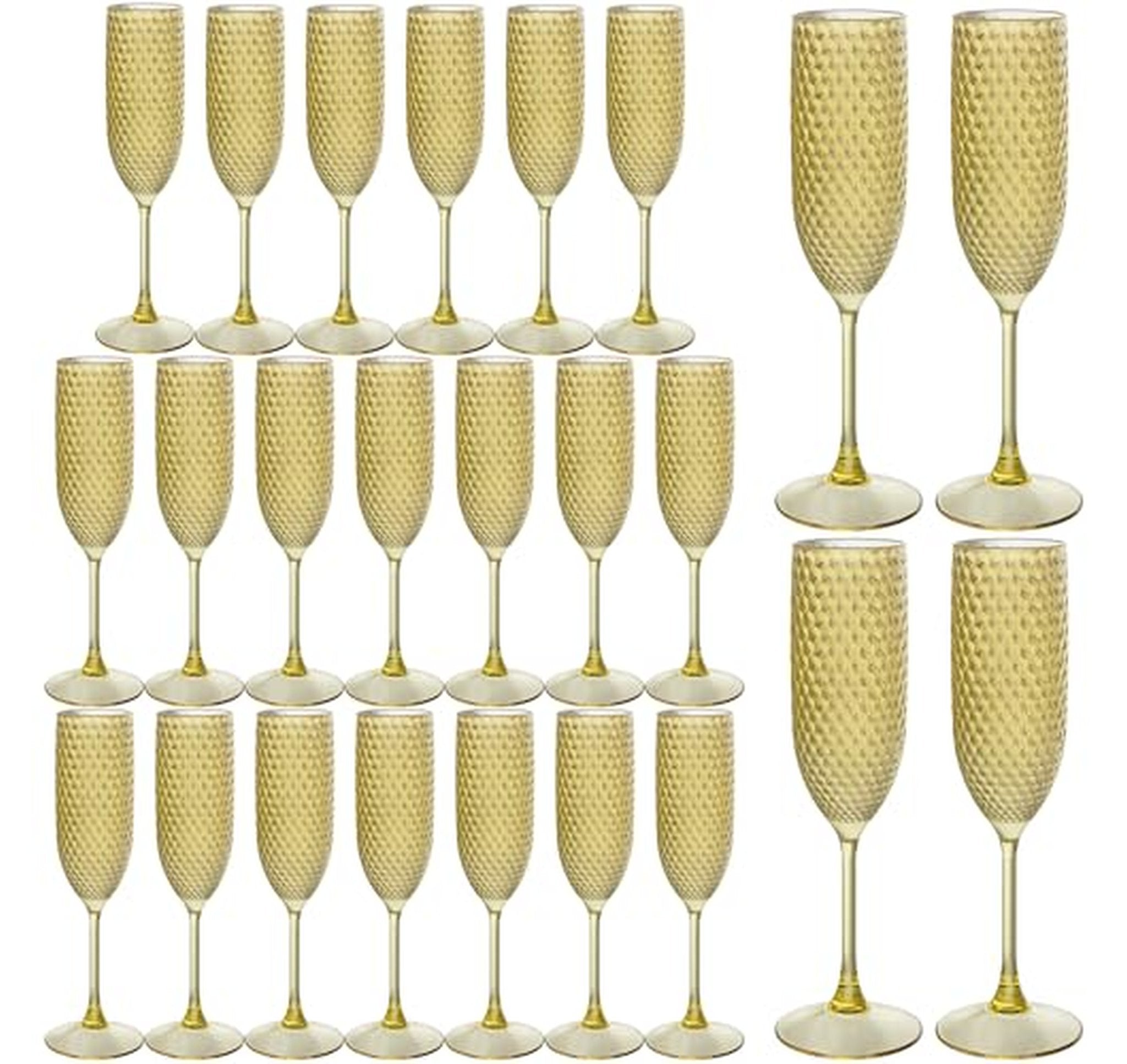 24 Pack 7oz Plastic Reusable Champagne Flutes