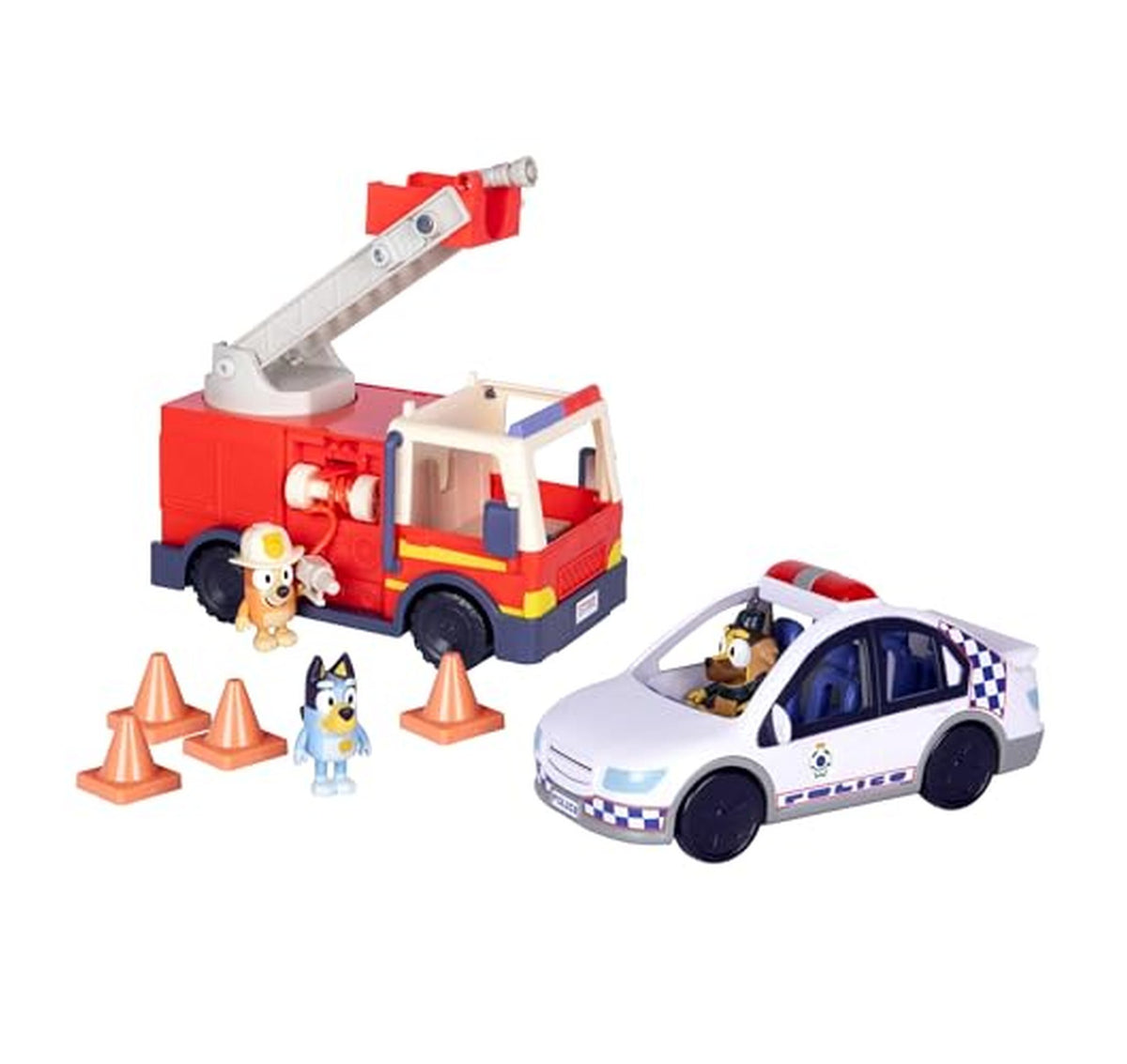 Bluey Police Car and Fire Truck Playset with Figures