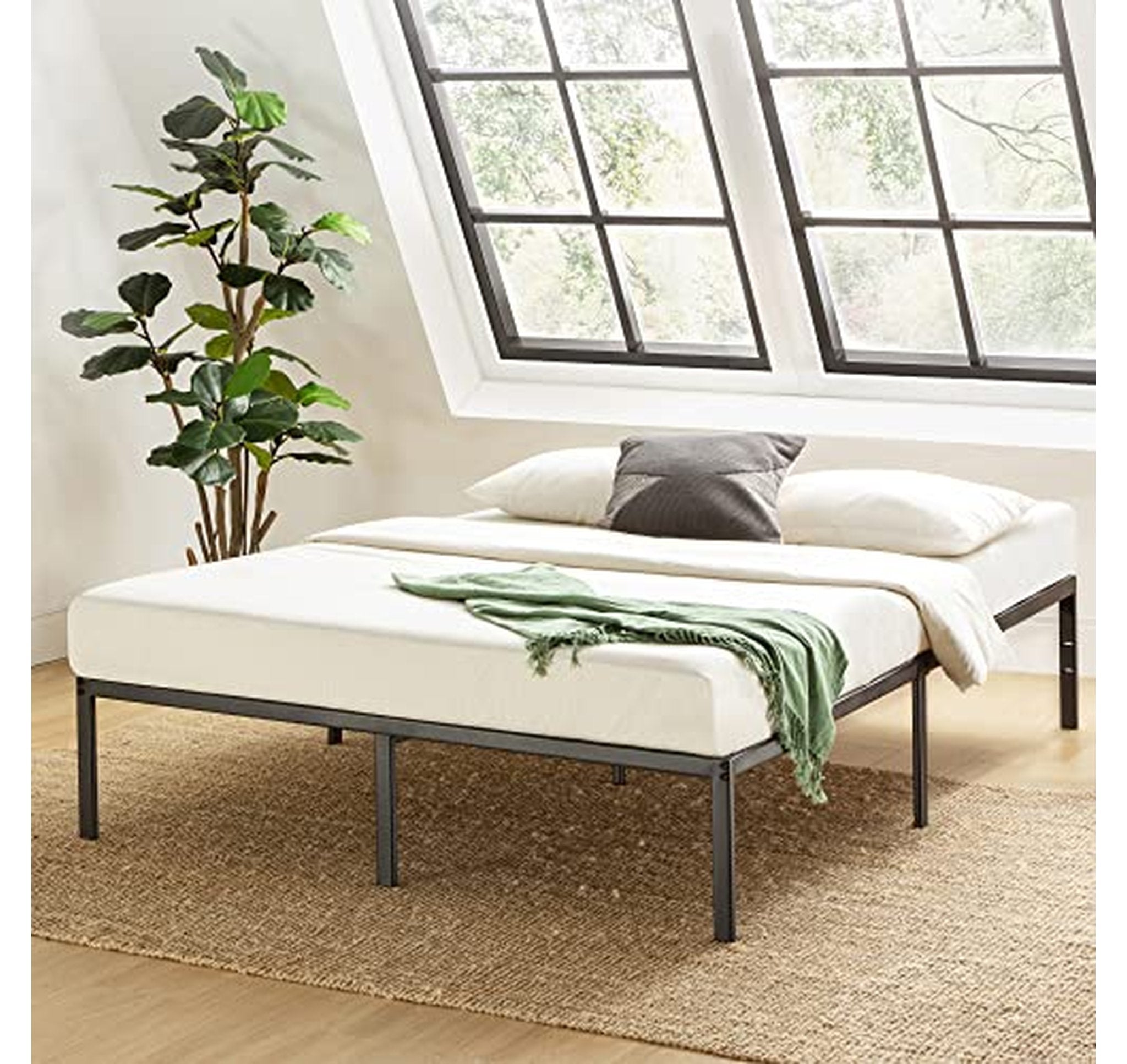 14 Inch Metal Platform Bed Frame, Queen Size