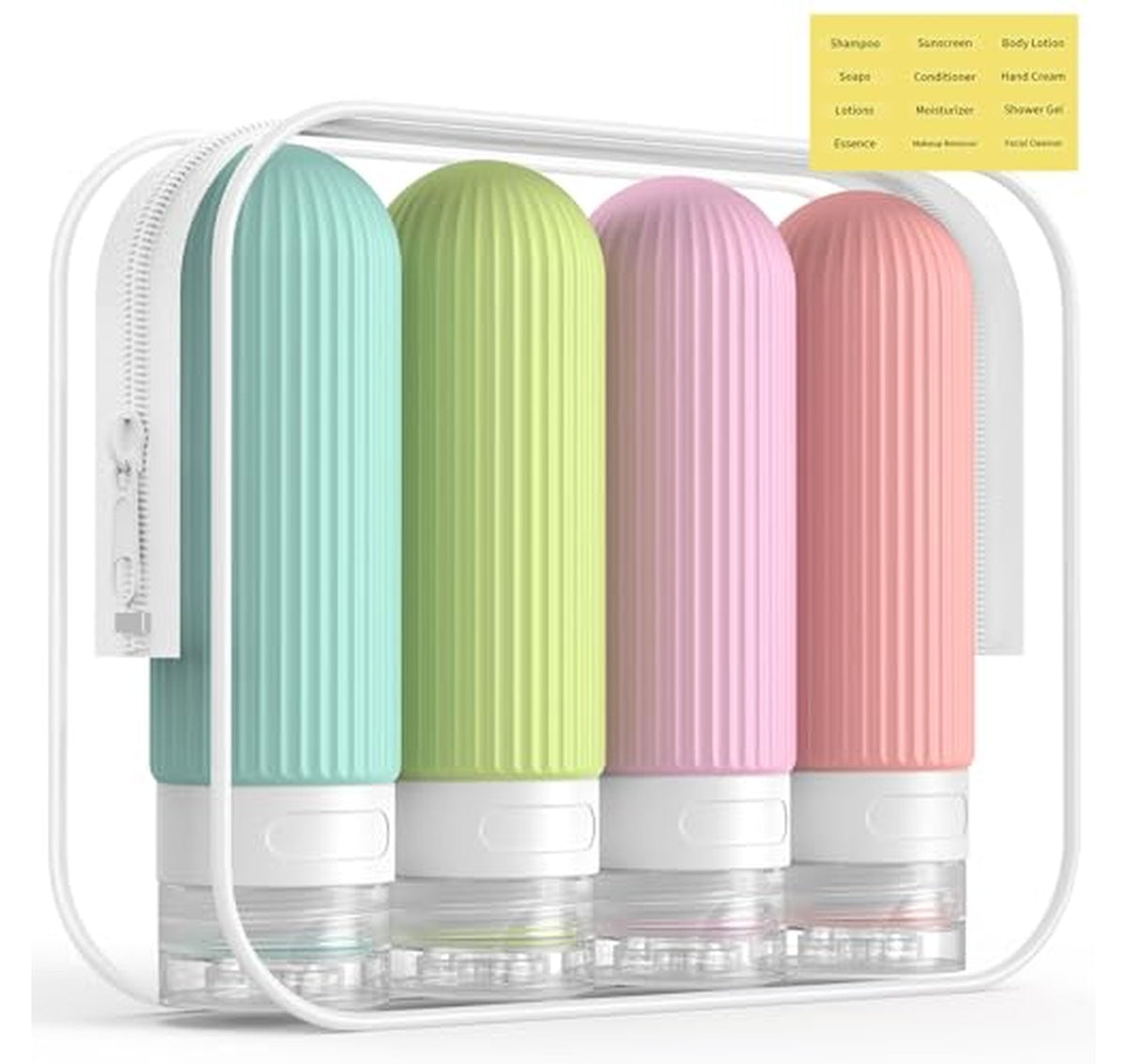 4 Pack TSA Approved Silicone Travel Bottles 3oz