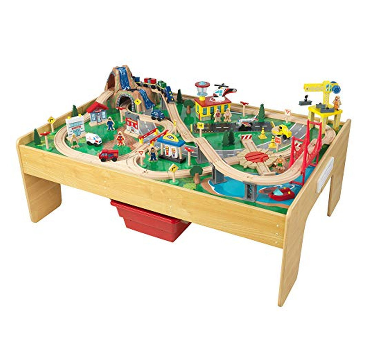 KidKraft Wooden Train Table Set with Storage