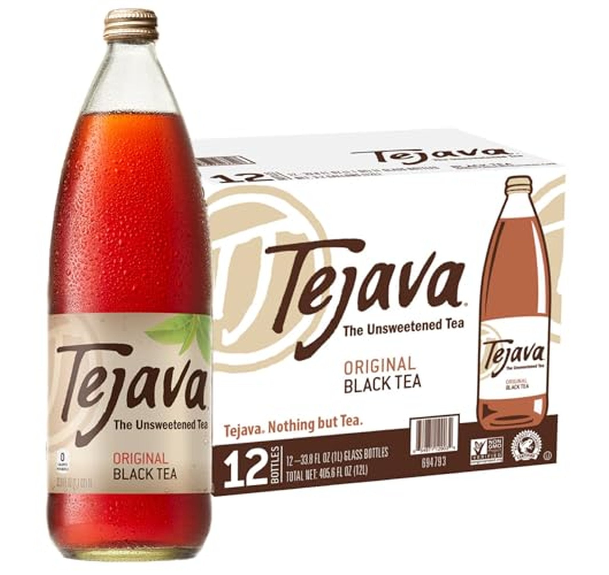 12 Pack Tejava Unsweetened Black Iced Tea 1L Bottles