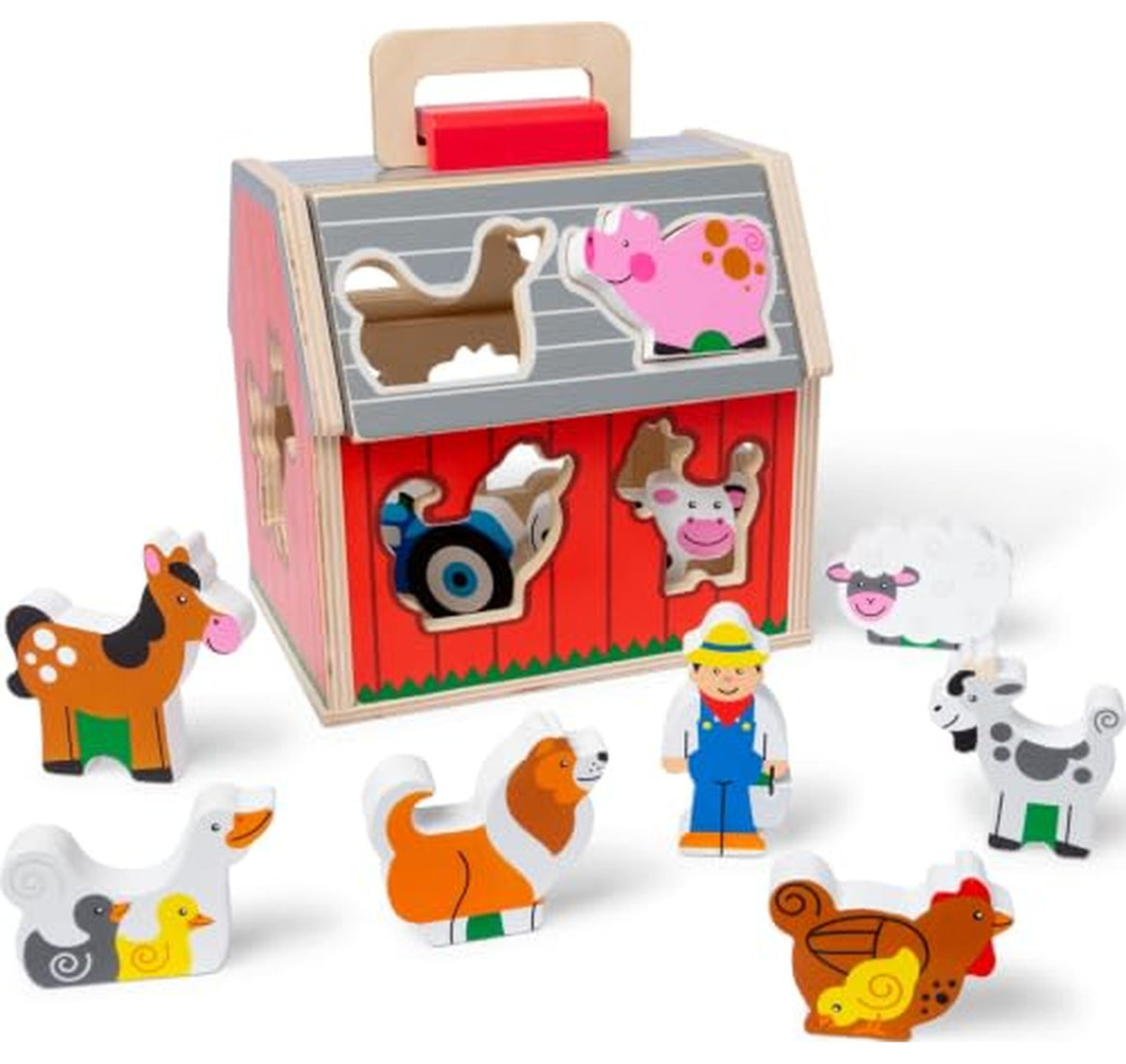 Melissa & Doug Take-Along Wooden Toy Barn Playset
