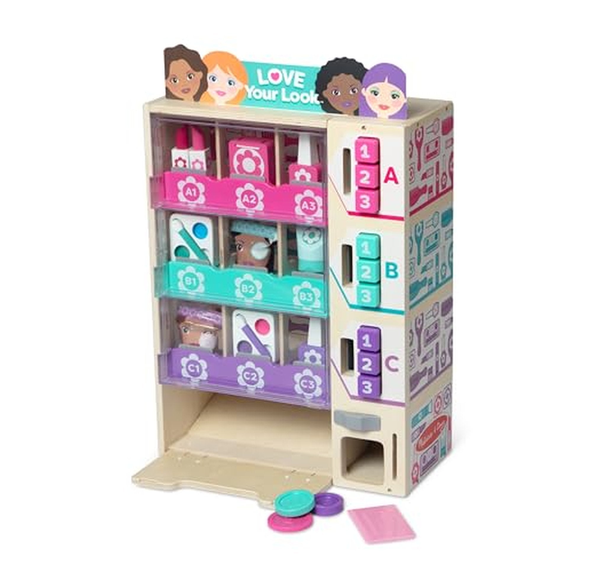 Melissa & Doug Wooden Beauty Kiosk Vending Machine Playset