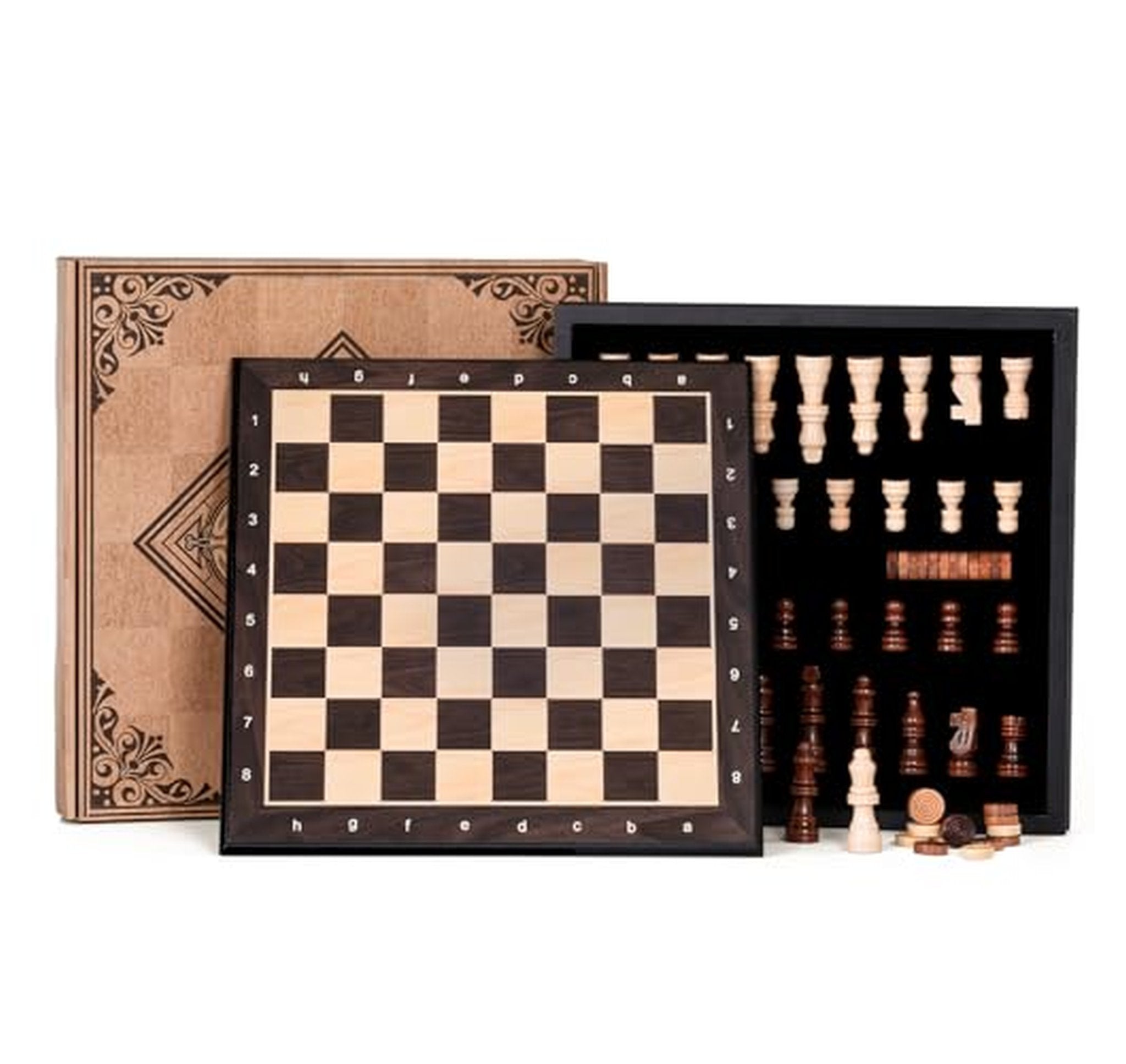 12-Inch Magnetic Wooden Chess Set with Storage