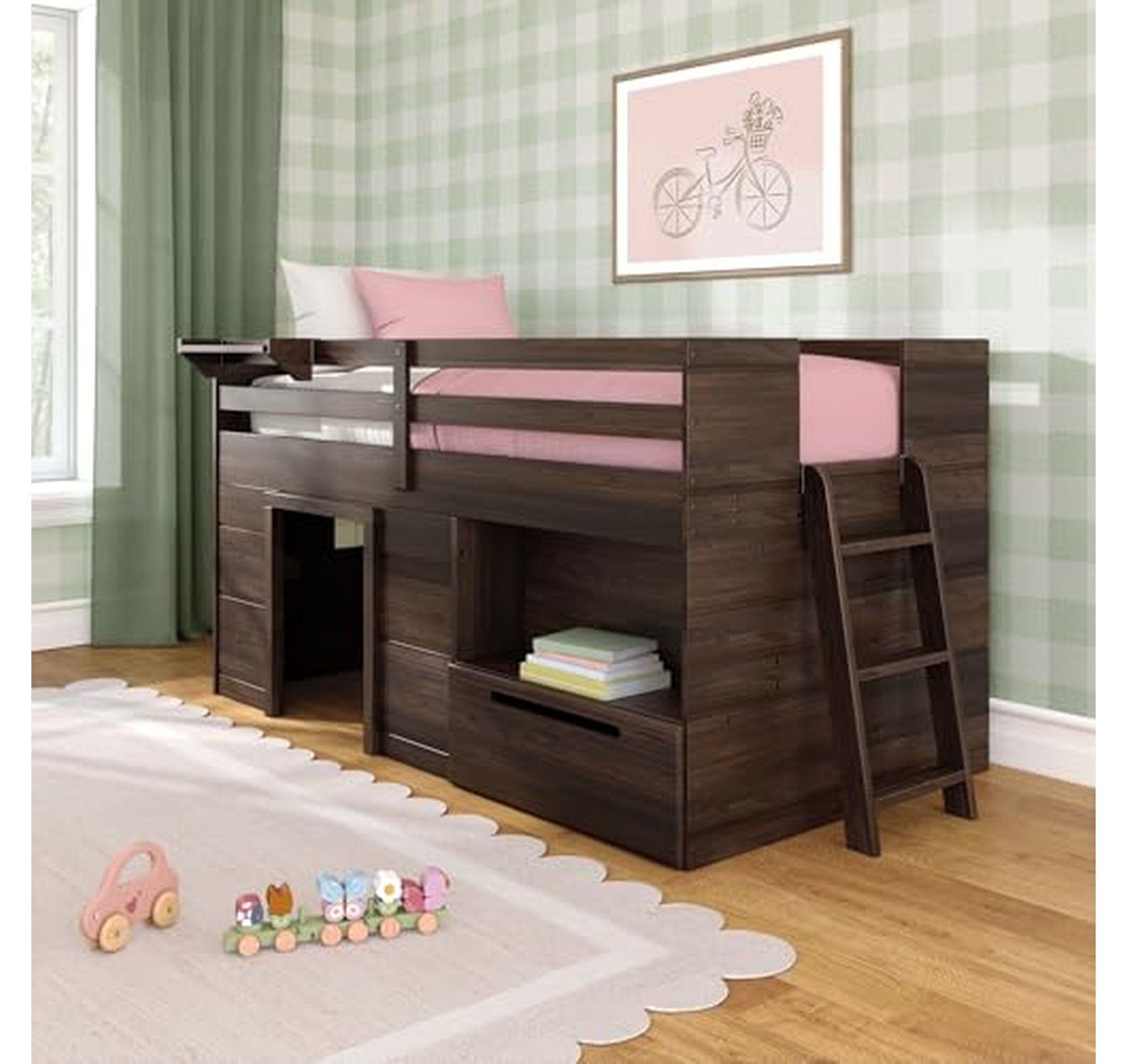Max & Lily Low Loft Twin Bed with Storage