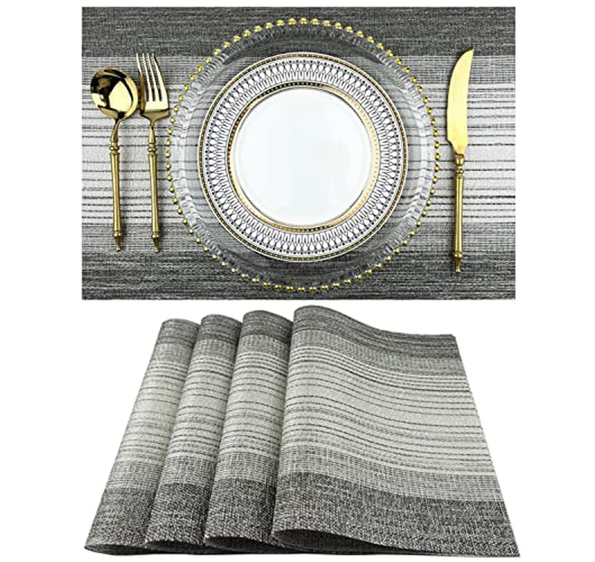 4 Pack Heat-Resistant Woven Vinyl Placemats