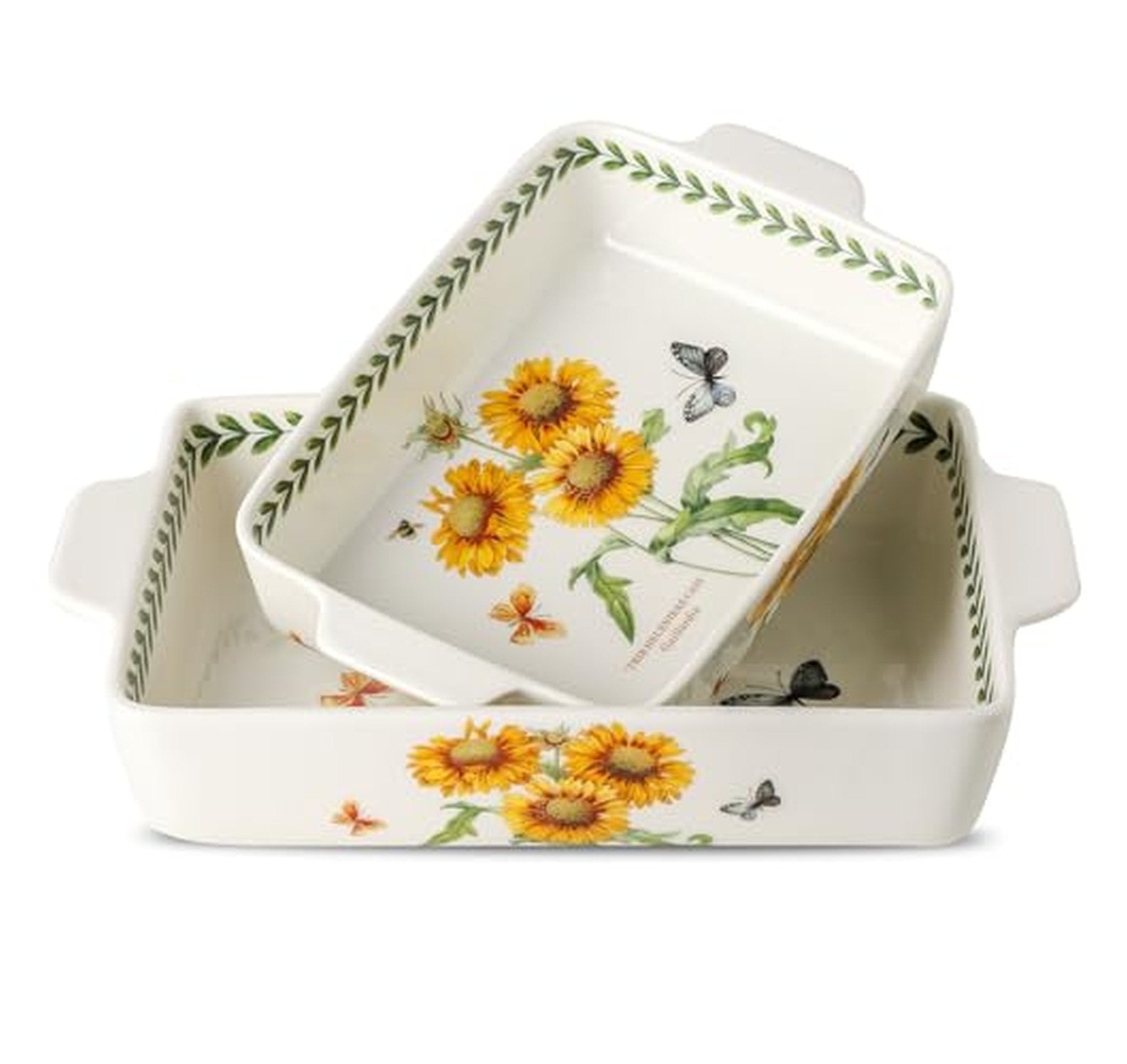 2 Piece Ceramic Sunflower Casserole Baking Dish Set