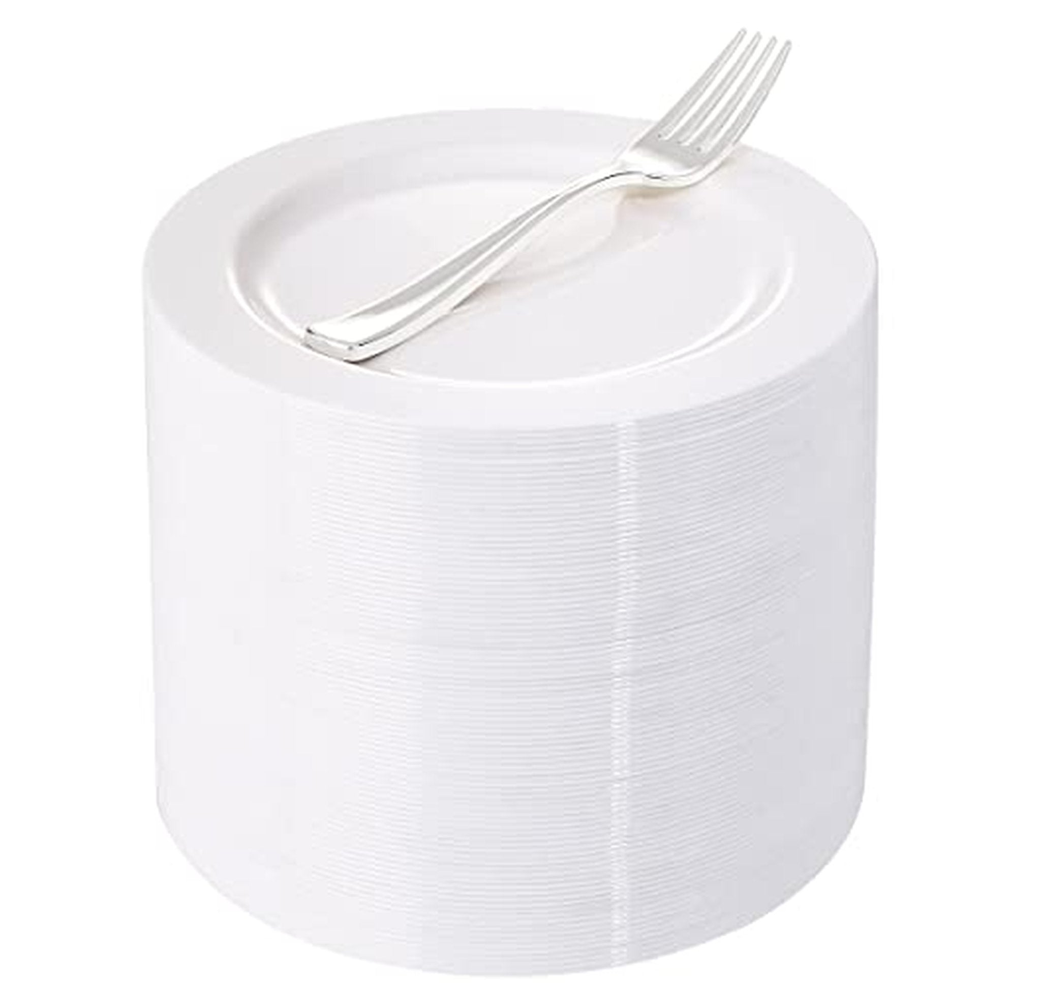 100 Count Plastic Dessert and Salad Plates with Forks