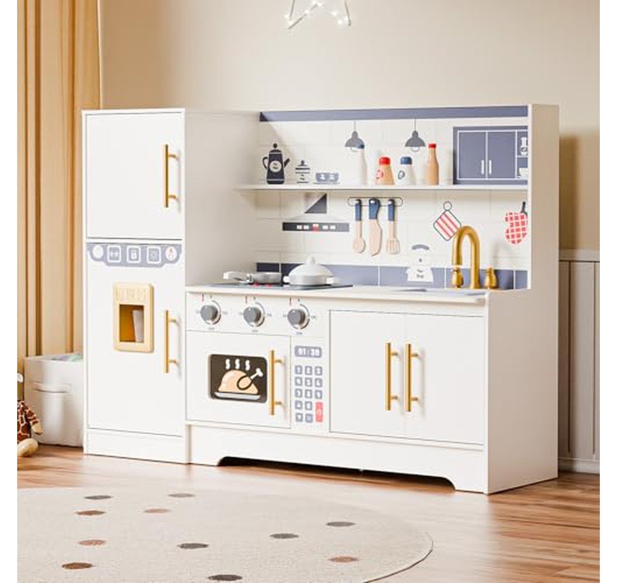 Wooden Kids Play Kitchen Set with Accessories