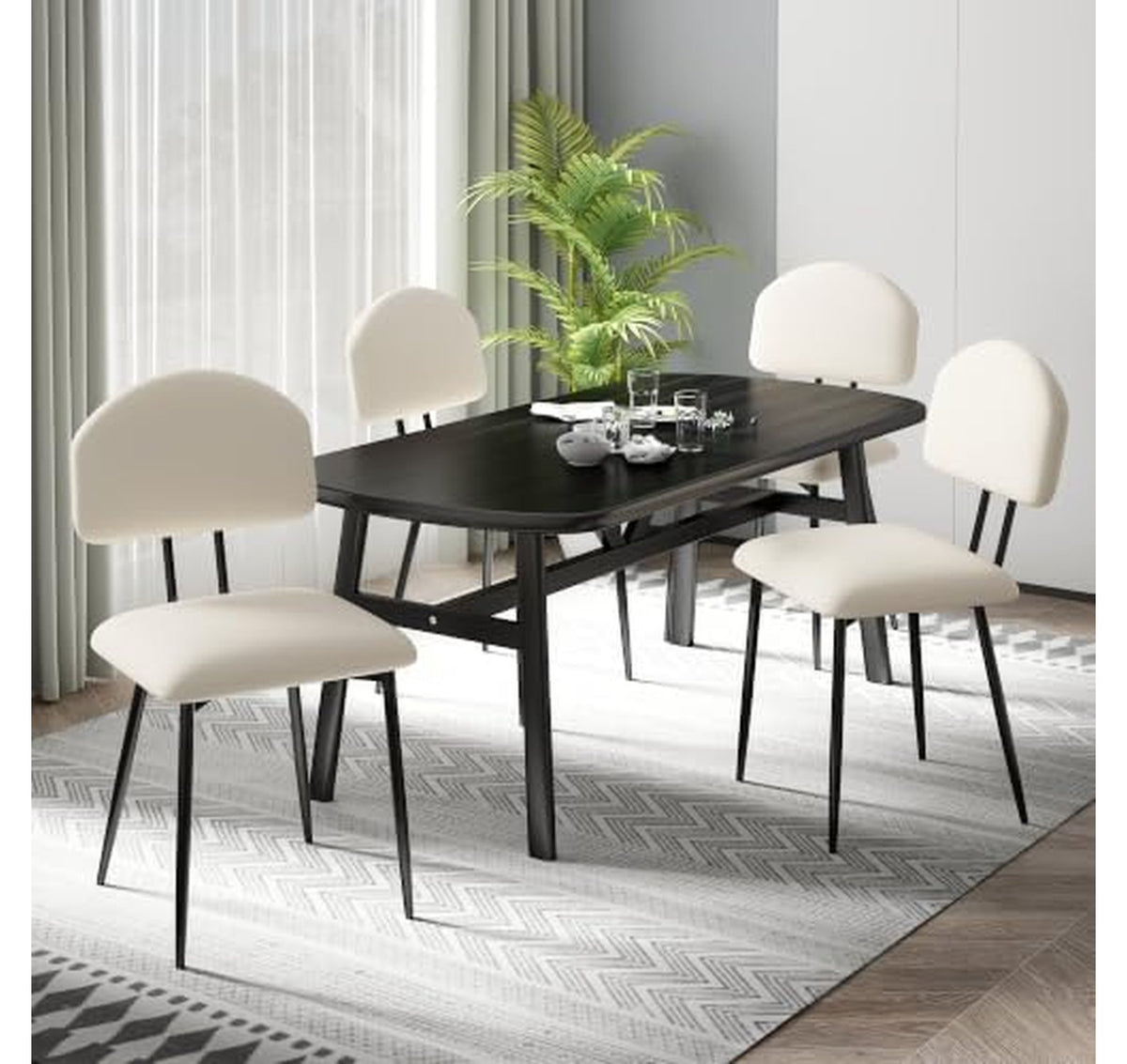 4 Pack Stacking Dining Chairs with Curved Backrest