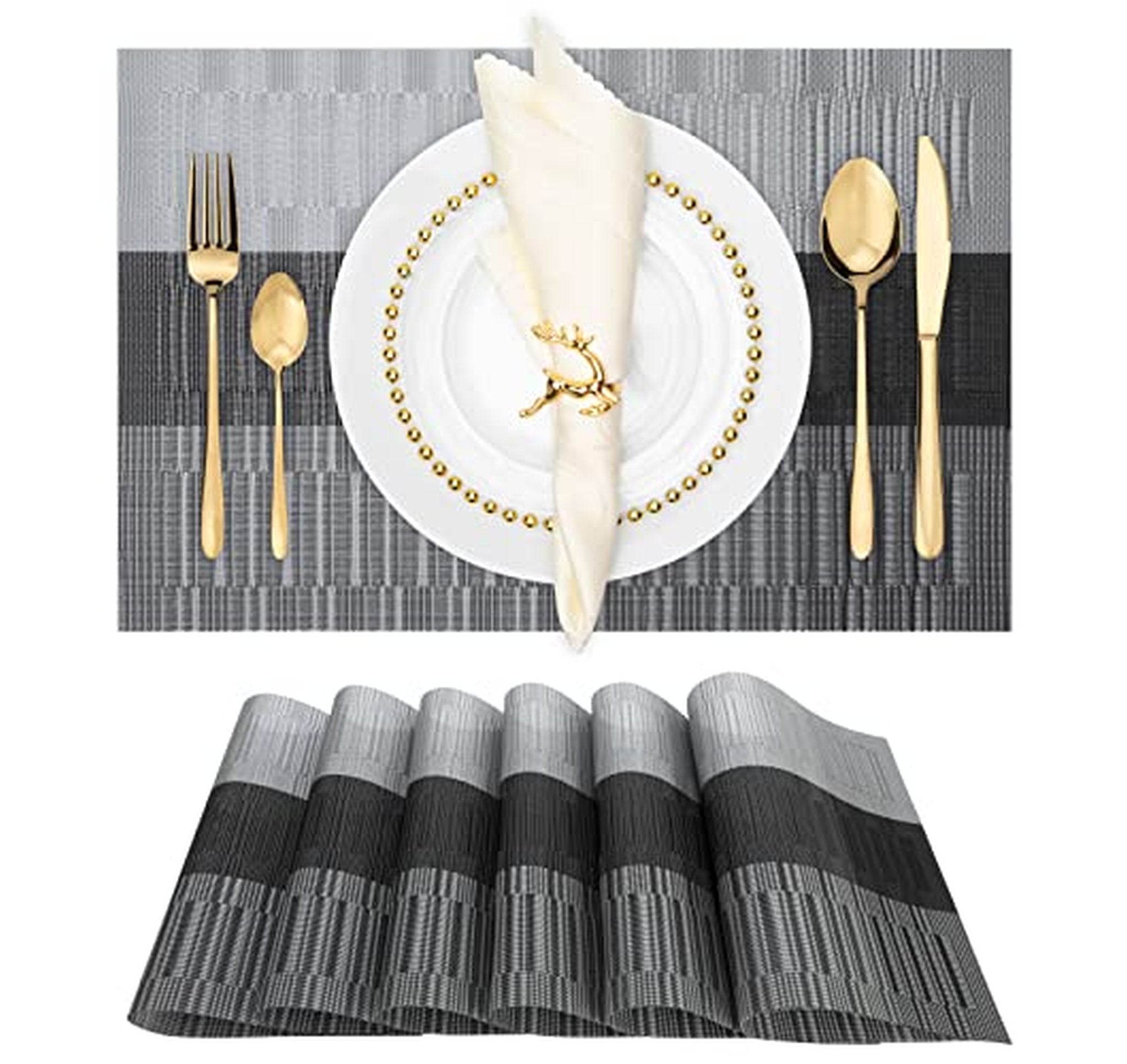 6 Pack Heat Resistant Vinyl Woven Placemats