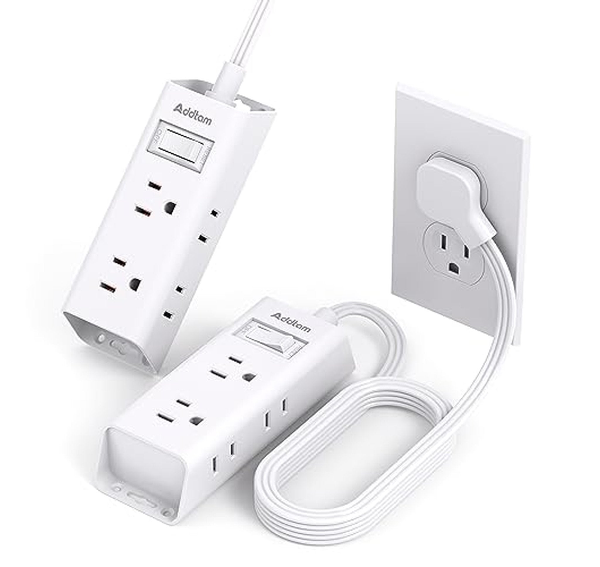 2 Pack Flat Plug 6 Outlet Power Strip