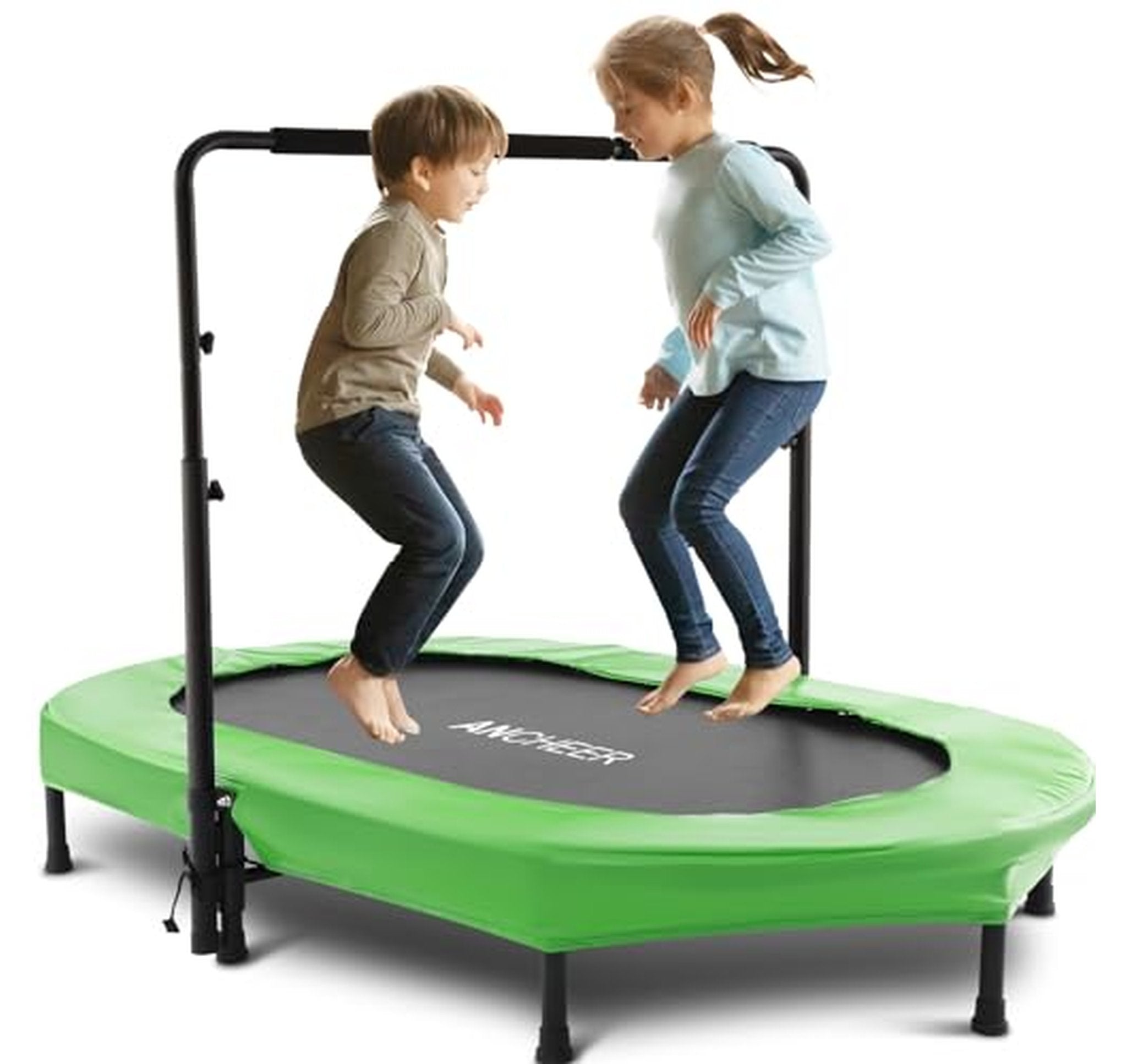 56-Inch Kids Trampoline with Adjustable Handlebar