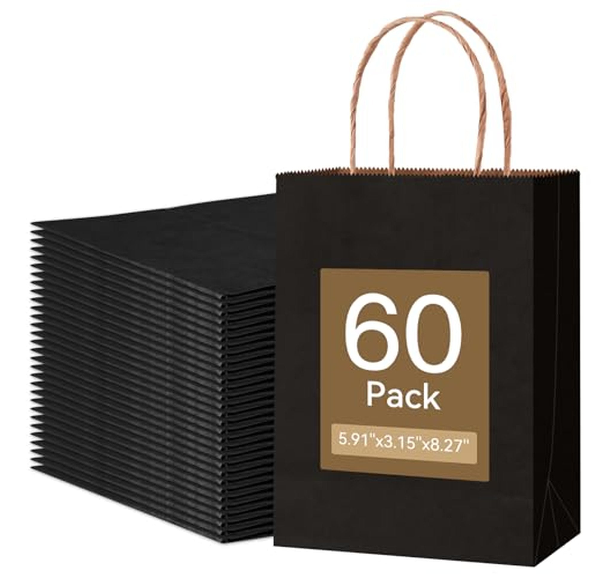 60 Pack Small Kraft Paper Gift Bags with Handles