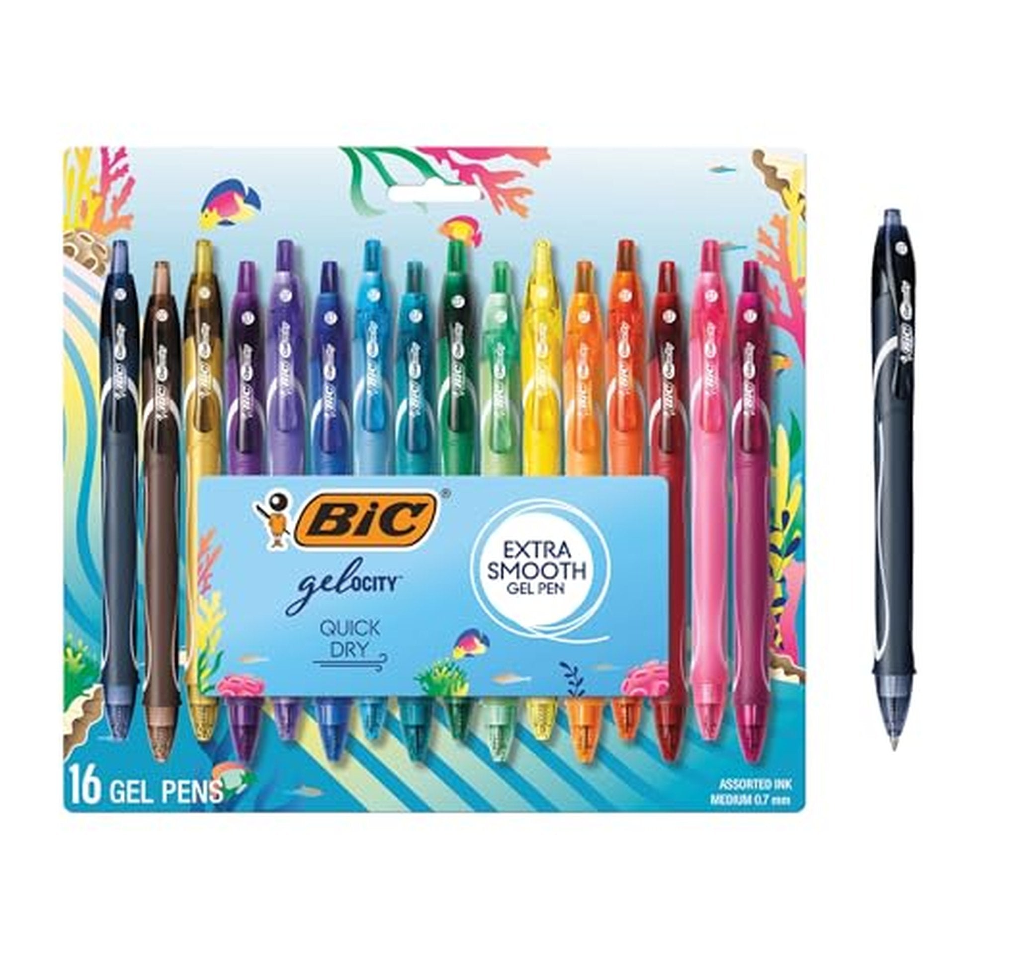16 Count BIC Ocean Themed Gel Pens Medium Point