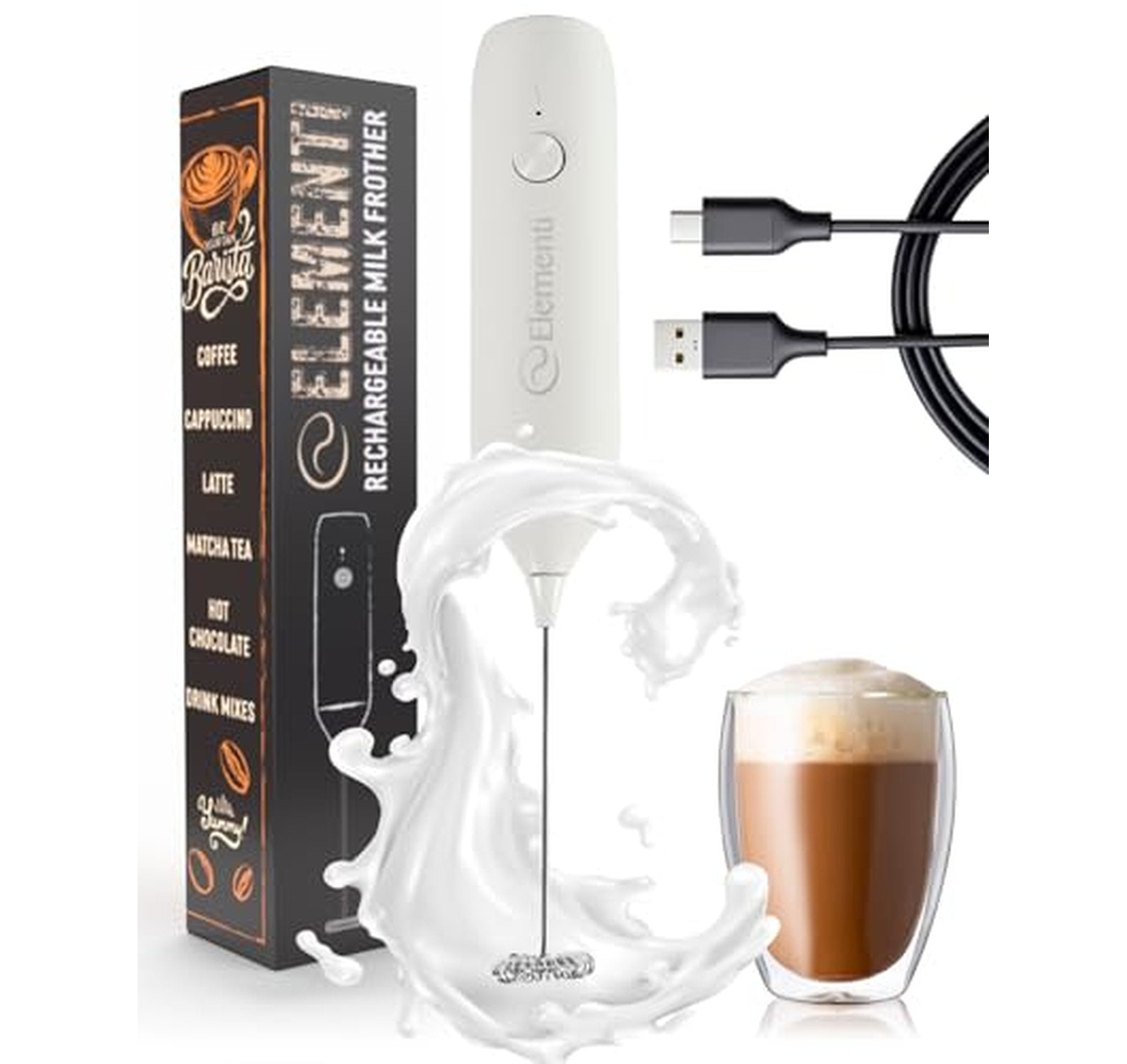 Rechargeable Milk Frother Handheld Coffee Mixer Wand