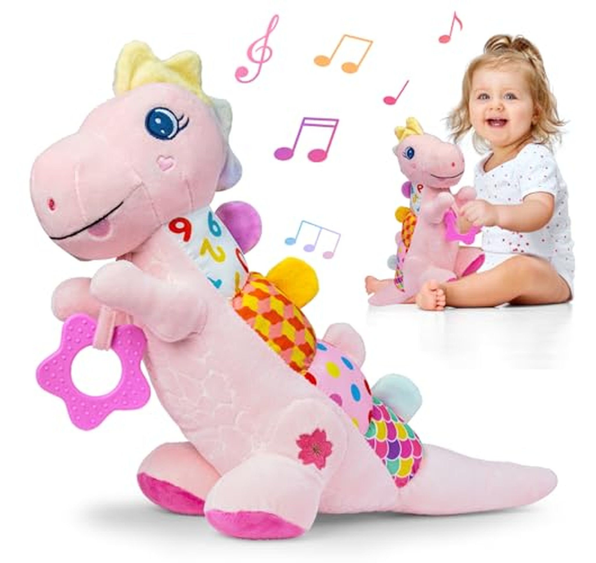 Musical Baby Dinosaur Plush Rattle Toy