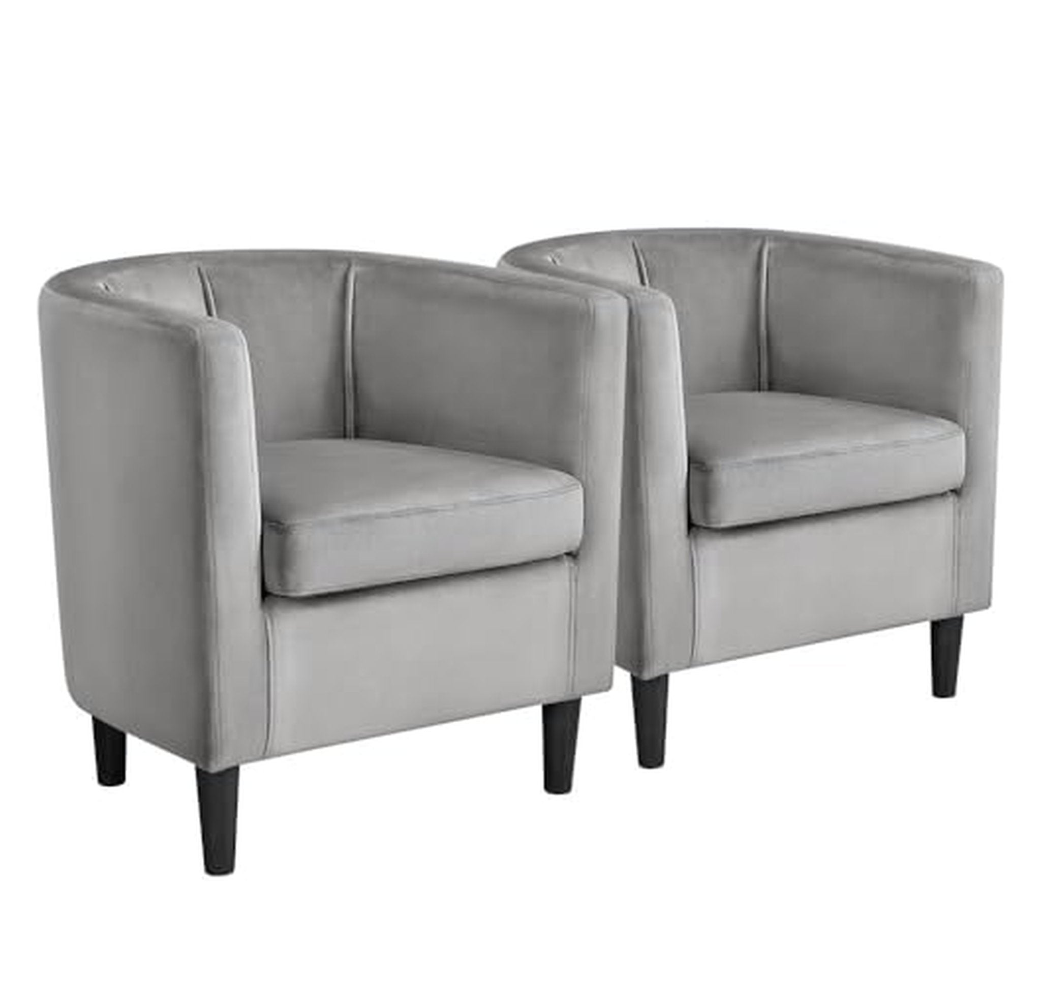 2 Pack Modern Velvet Upholstered Barrel Accent Chairs