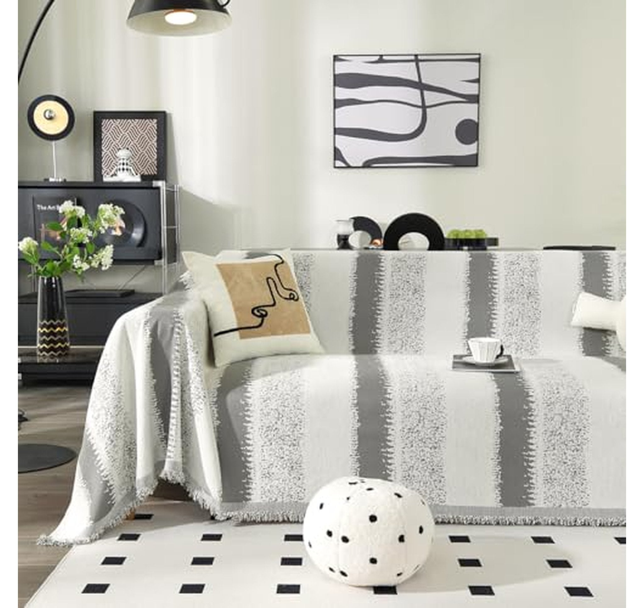 Oversized Reversible Chenille Couch Cover Slipcover