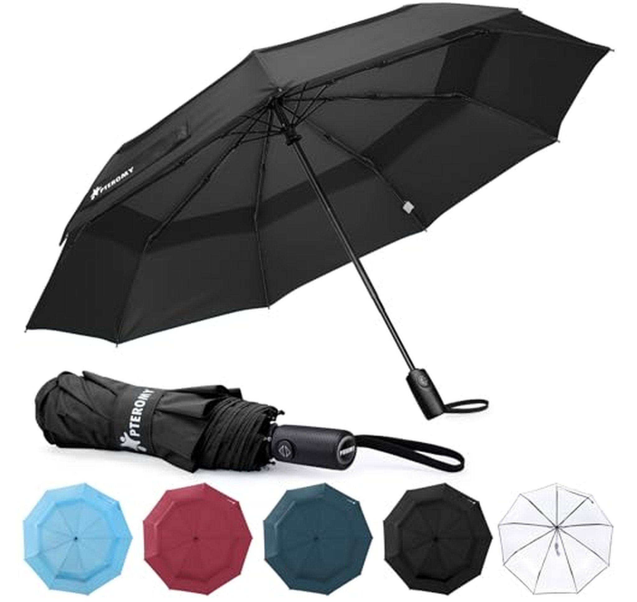 Windproof Compact Travel Umbrella Auto Open Close