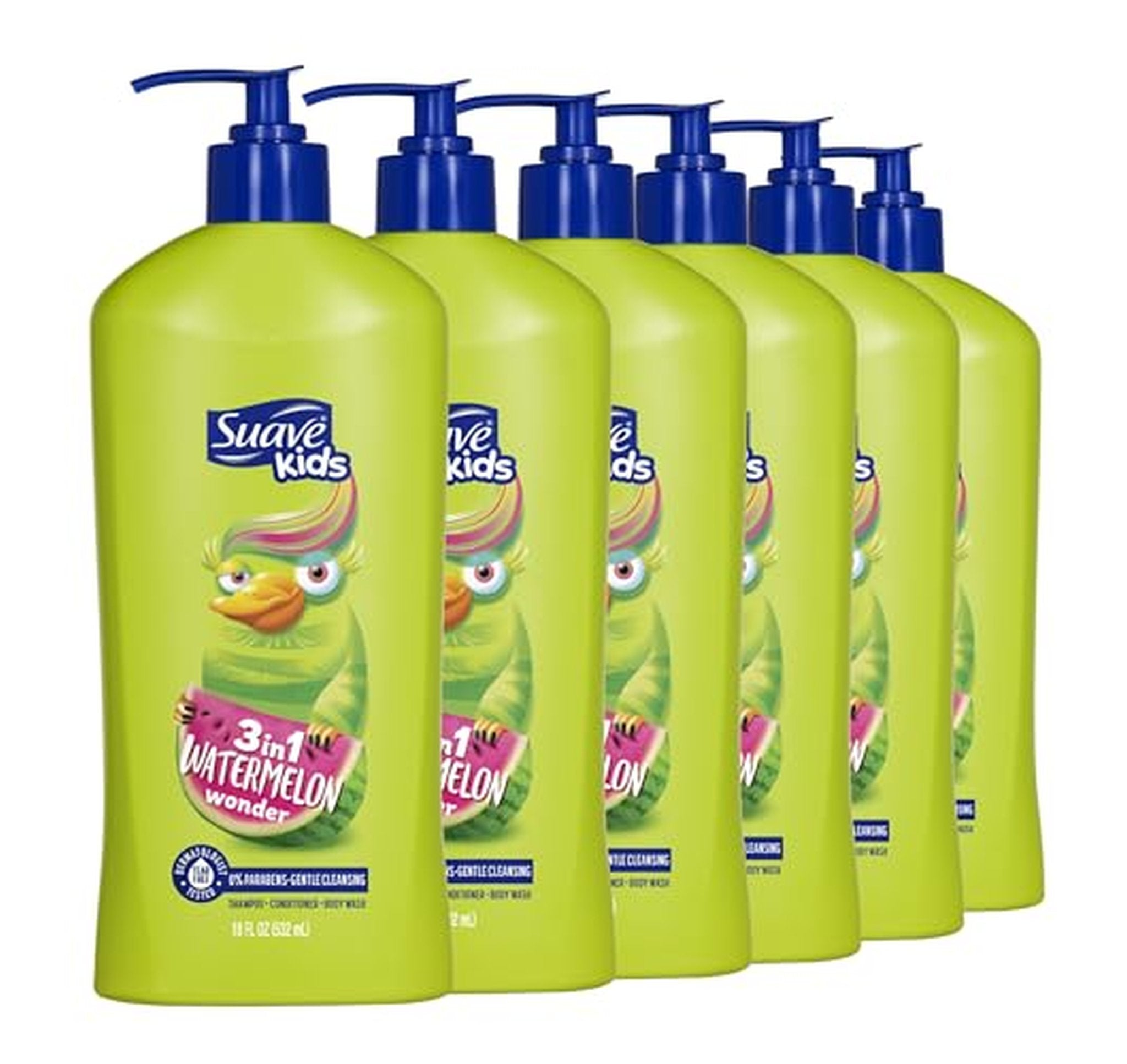 6 Pack Suave Kids 3-in-1 Shampoo Body Wash 18oz