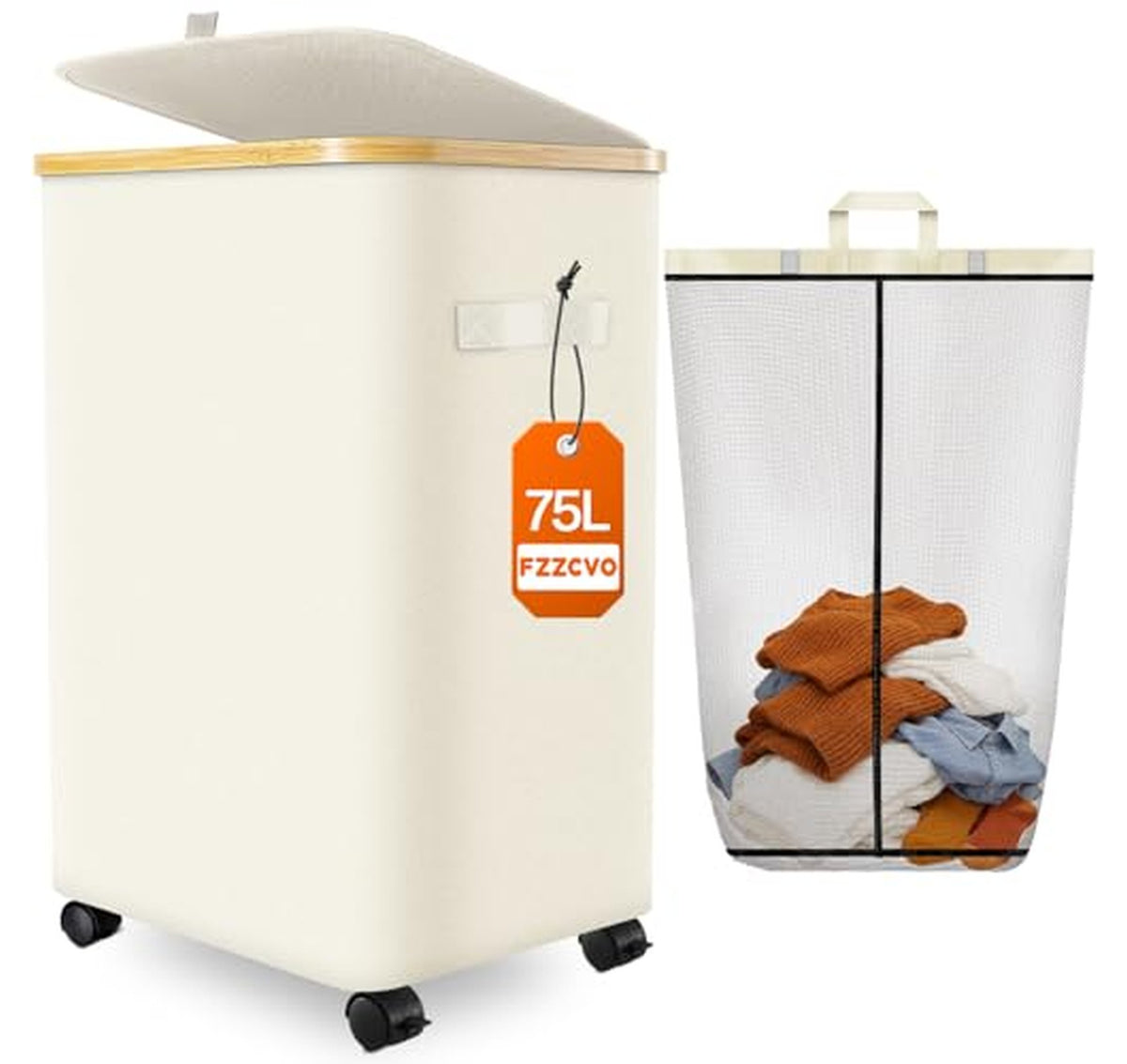 75L Rolling Laundry Hamper with Wheels