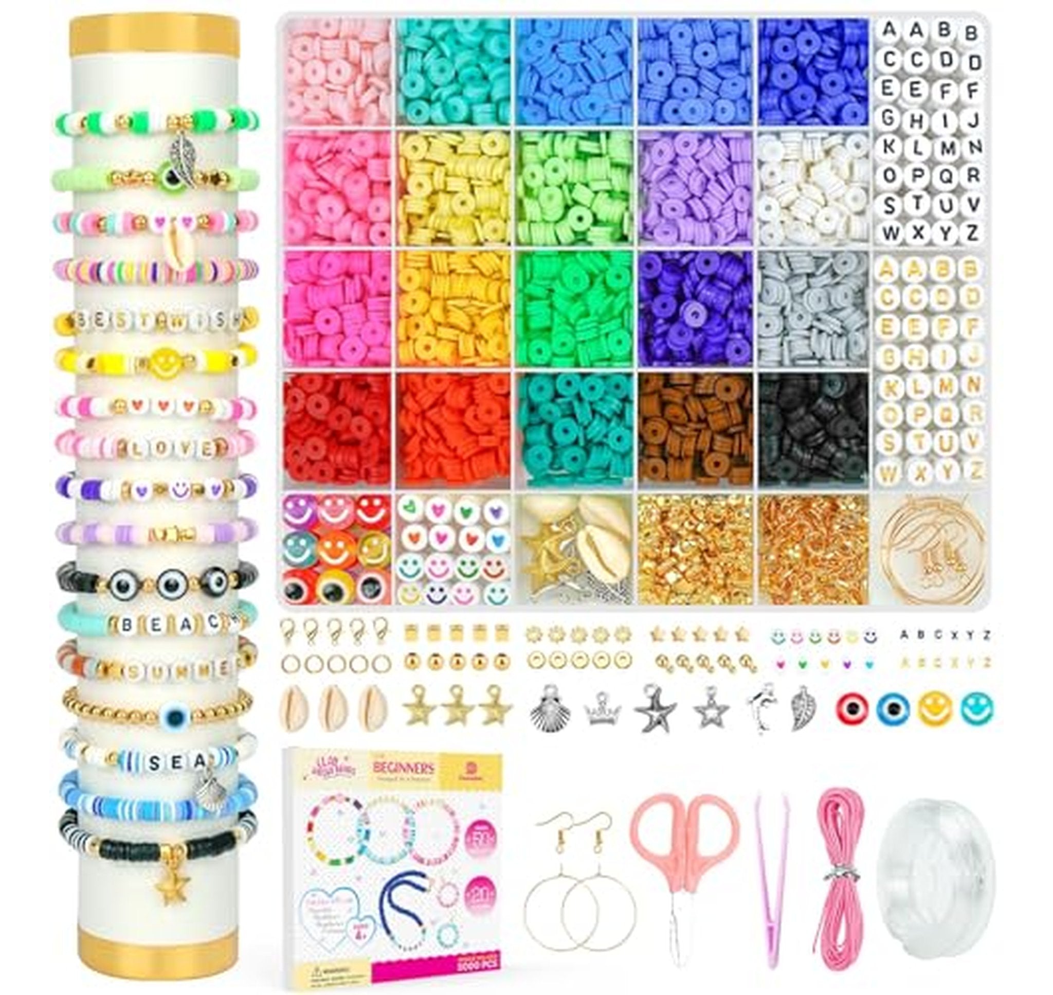 5000 Piece Clay Beads Bracelet Making Kit with Charms