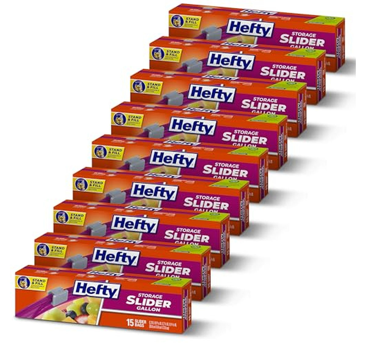 9 Pack Hefty Gallon Slider Storage Bags, 135 Count