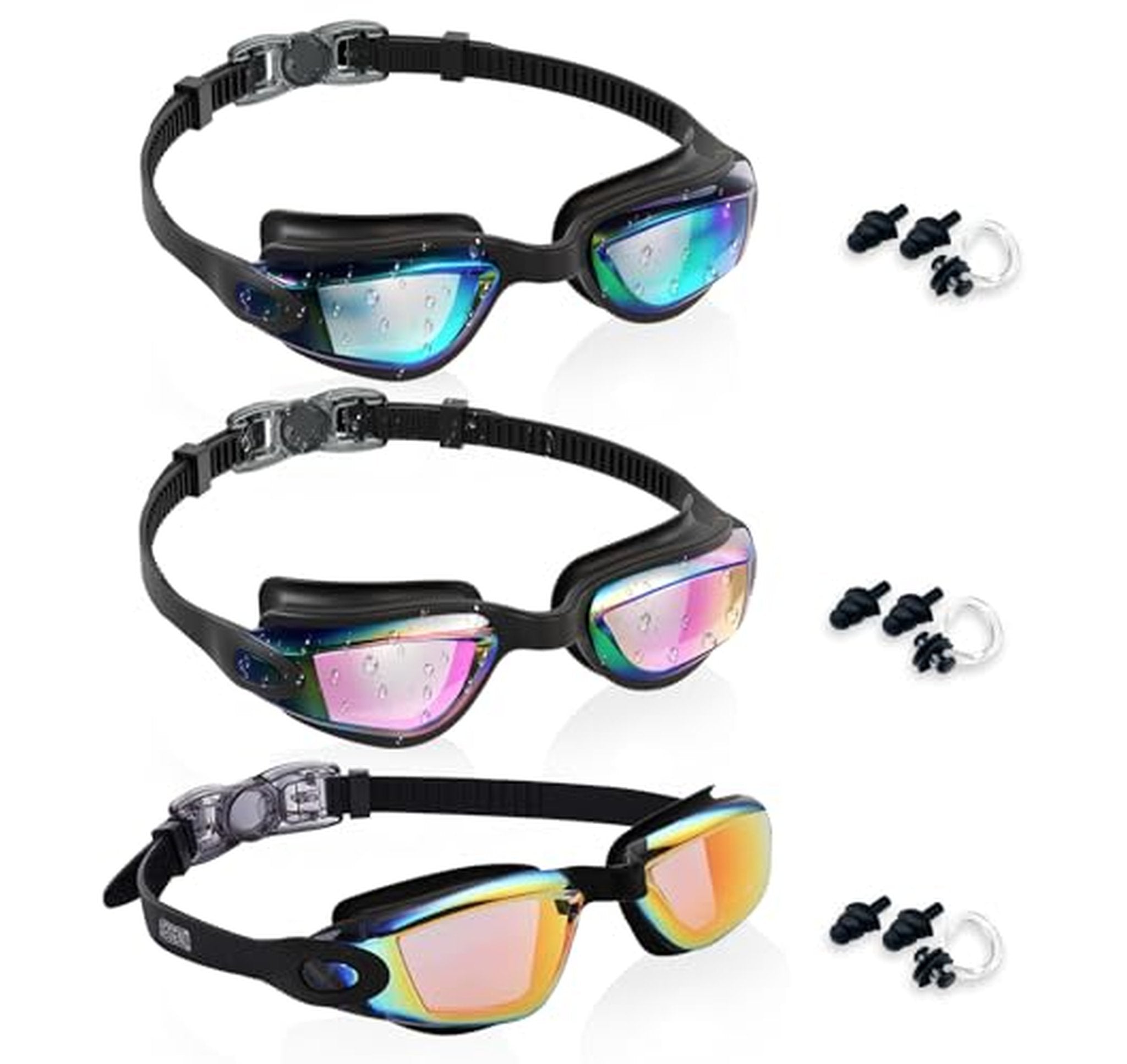 3 Pack Kids Anti-Fog Swim Goggles