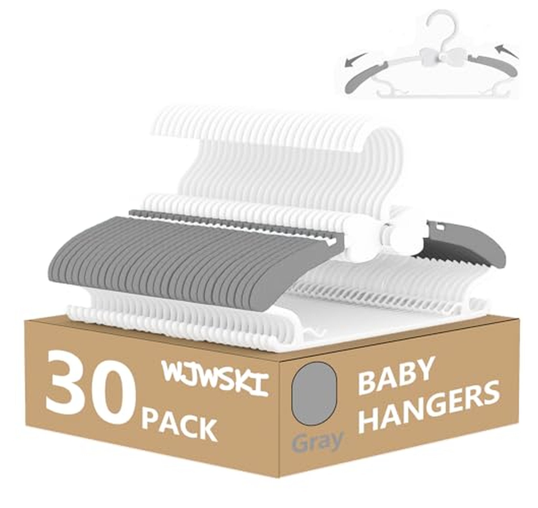 30 Pack Adjustable Baby and Toddler Clothes Hangers