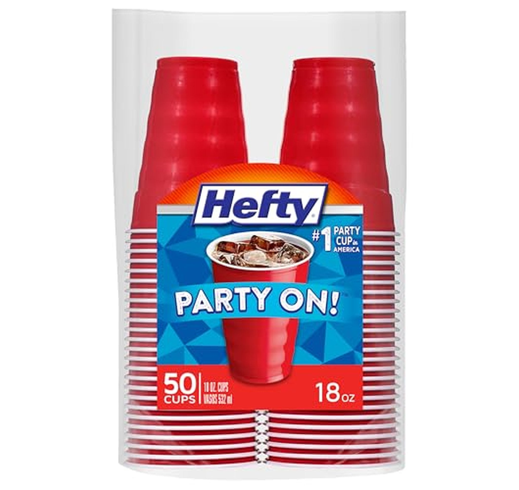 Hefty 18 Ounce Disposable Plastic Party Cups 50 Count