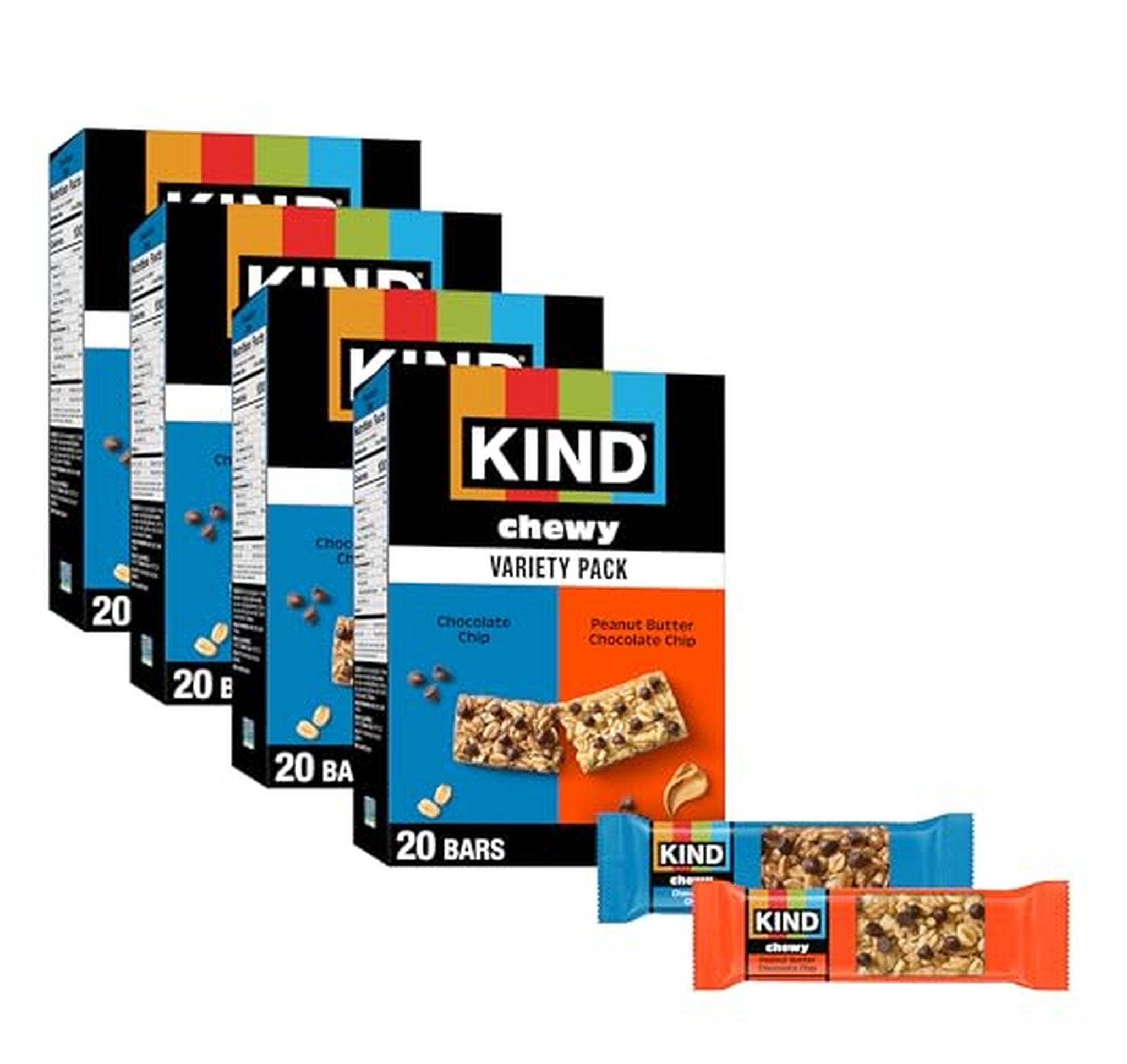 4 Pack KIND Chewy Granola Bars Variety, 80 Count