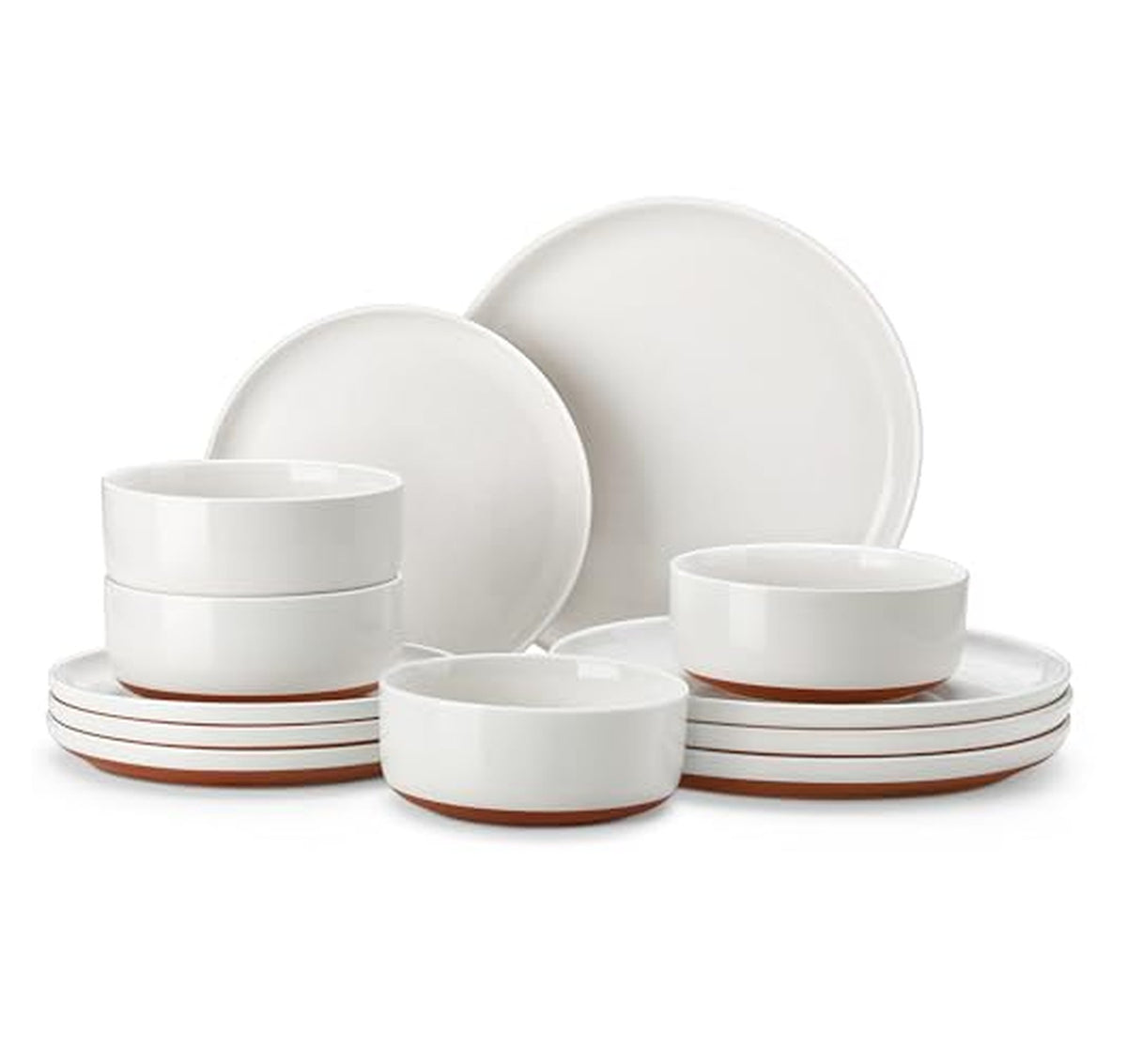 12 Piece Stoneware Dinnerware Set Plates and Bowls