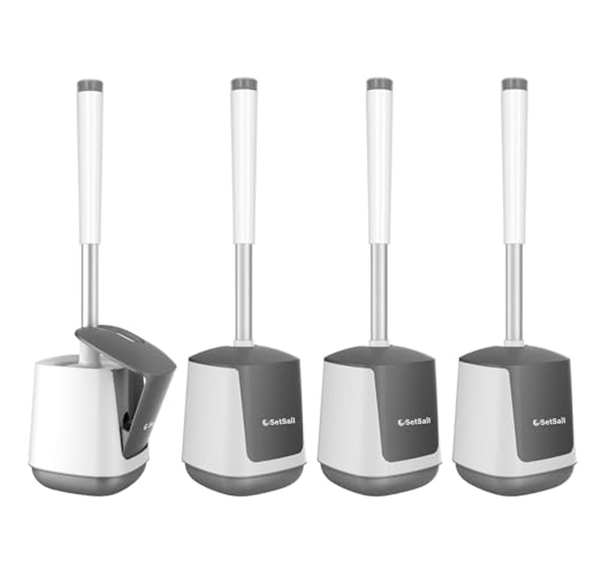 4 Pack Ventilated Toilet Bowl Brush and Holder