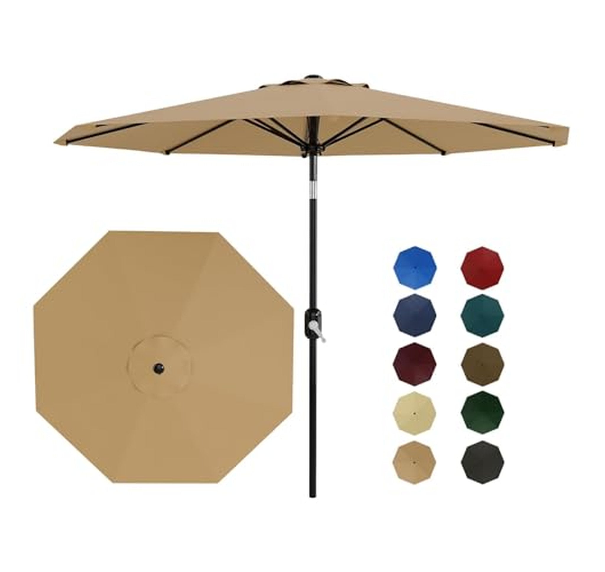 9-Foot Outdoor Patio Umbrella with Crank Tilt