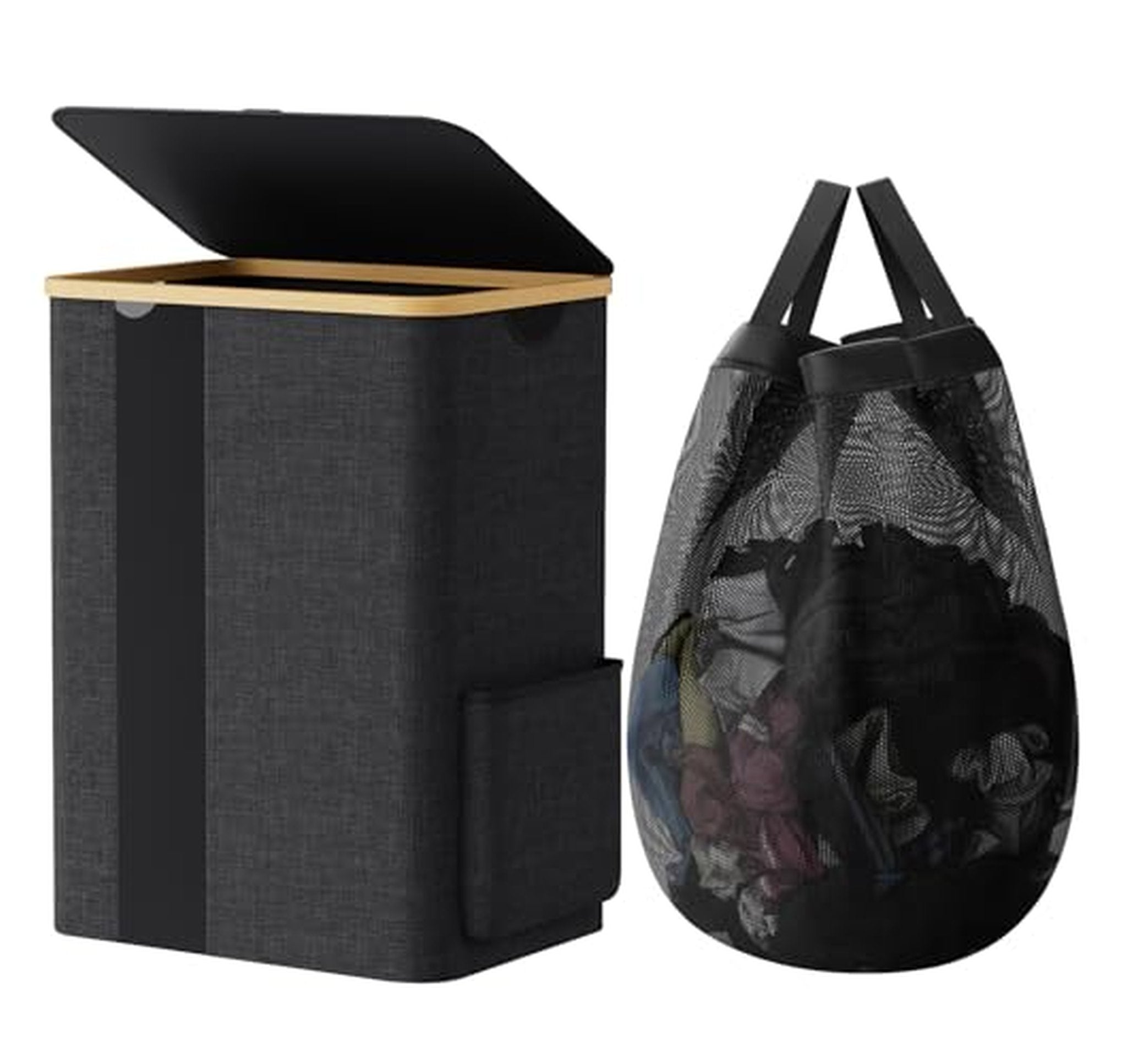 80L Laundry Hamper with Lid and Removable Bag