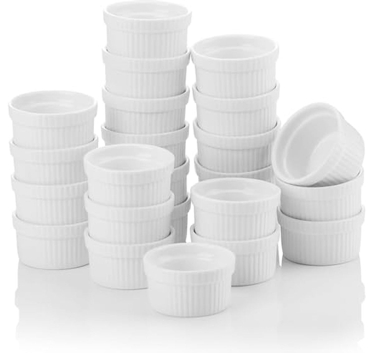 24 Pack Mini Ceramic Ramekins 2 oz Custard Cups
