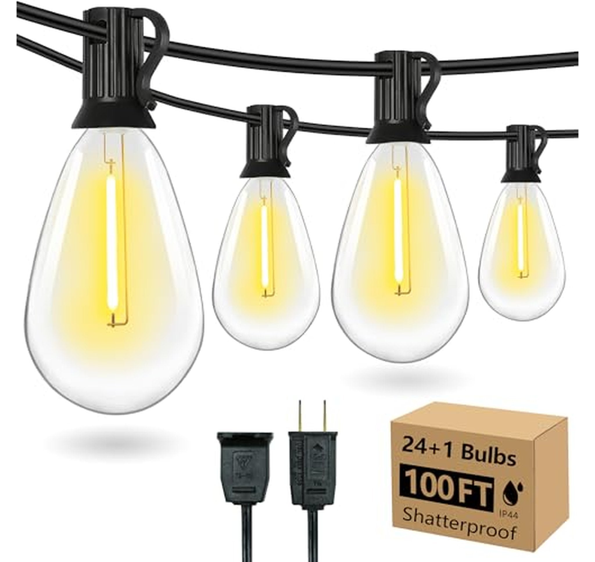 100FT LED Outdoor String Lights with S14 Bulbs