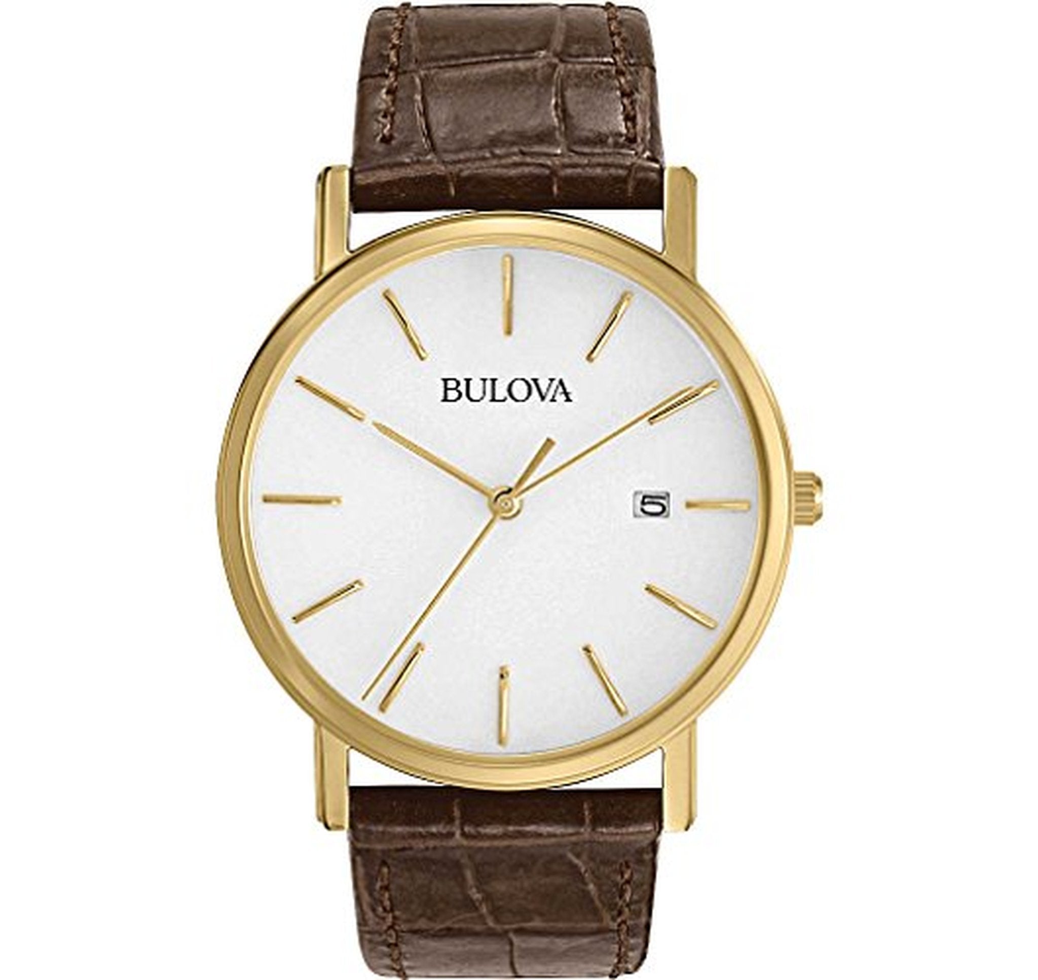 Bulova Classic Quartz Calendar Date Leather Strap Watch