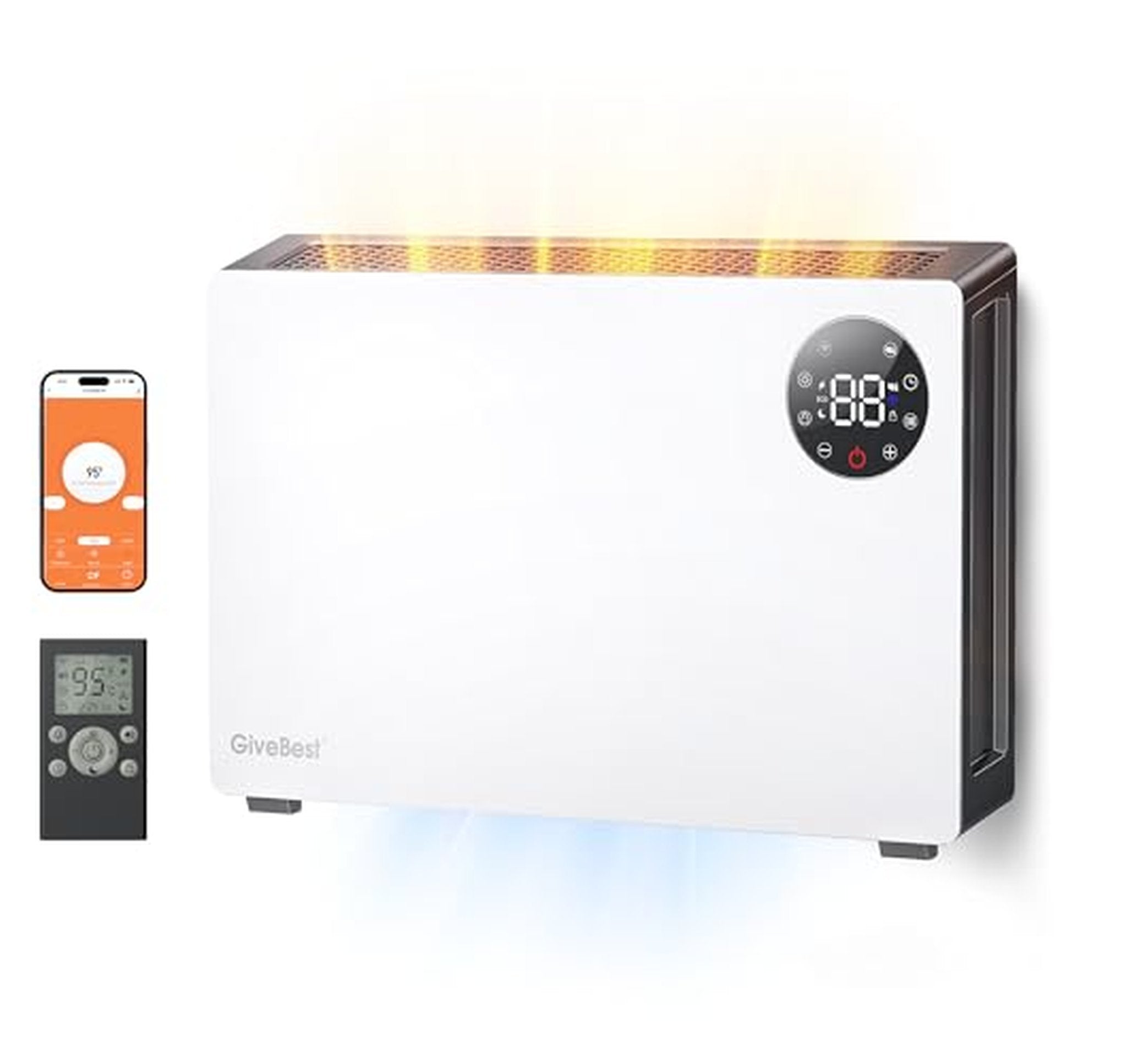 1500W Wall Mounted Electric Space Heater with Thermostat