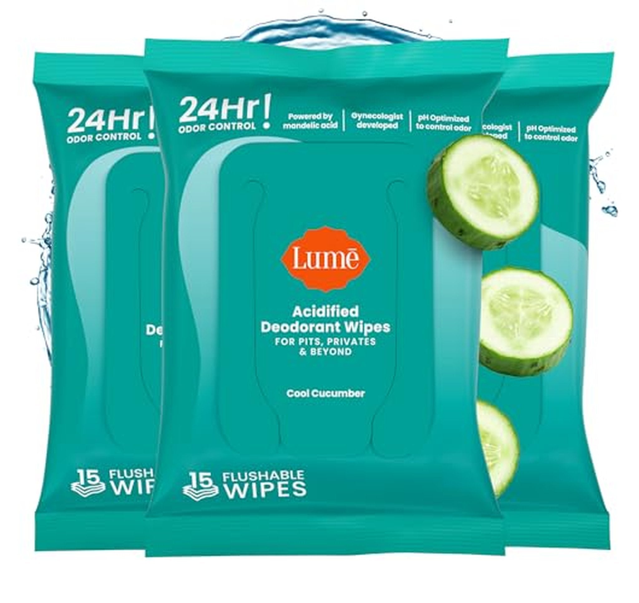 3 Pack Lume Aluminum-Free Deodorant Wipes 45 Count