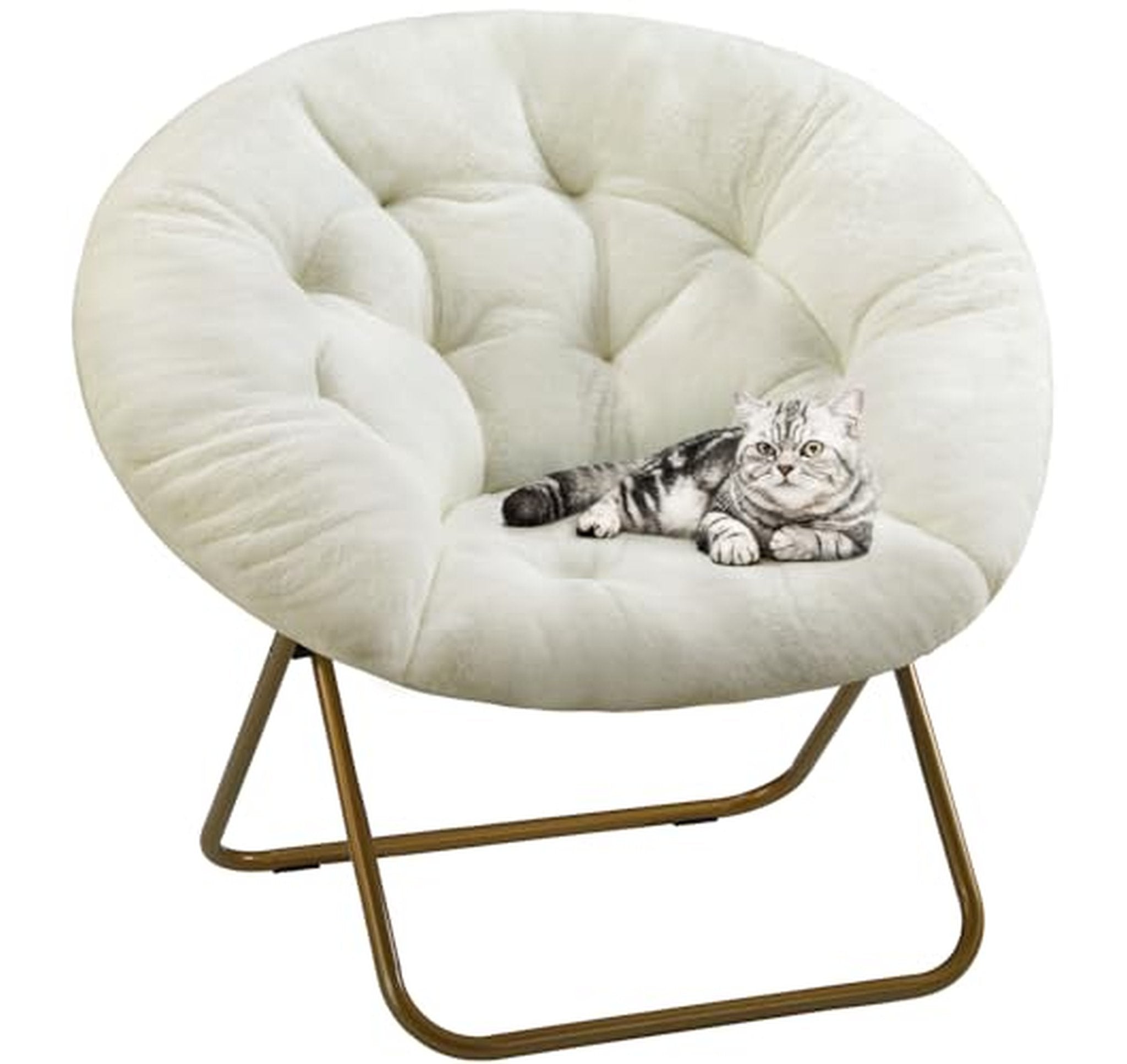 Faux Fur Folding Saucer Lounge Chair