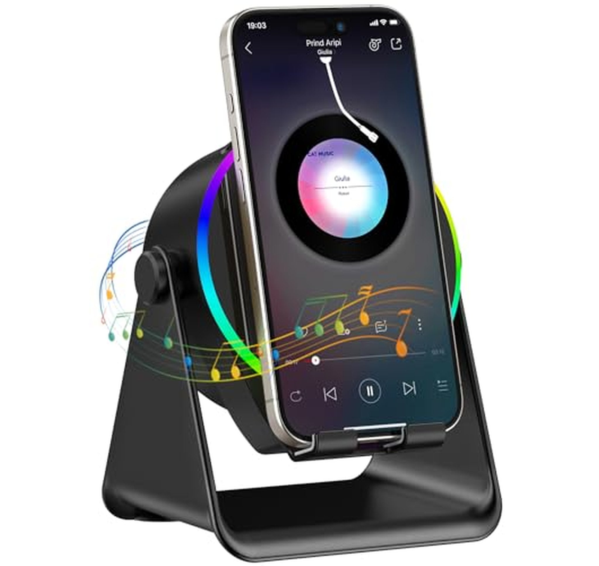 Wireless Induction Bluetooth Speaker with Rotating Phone Stand