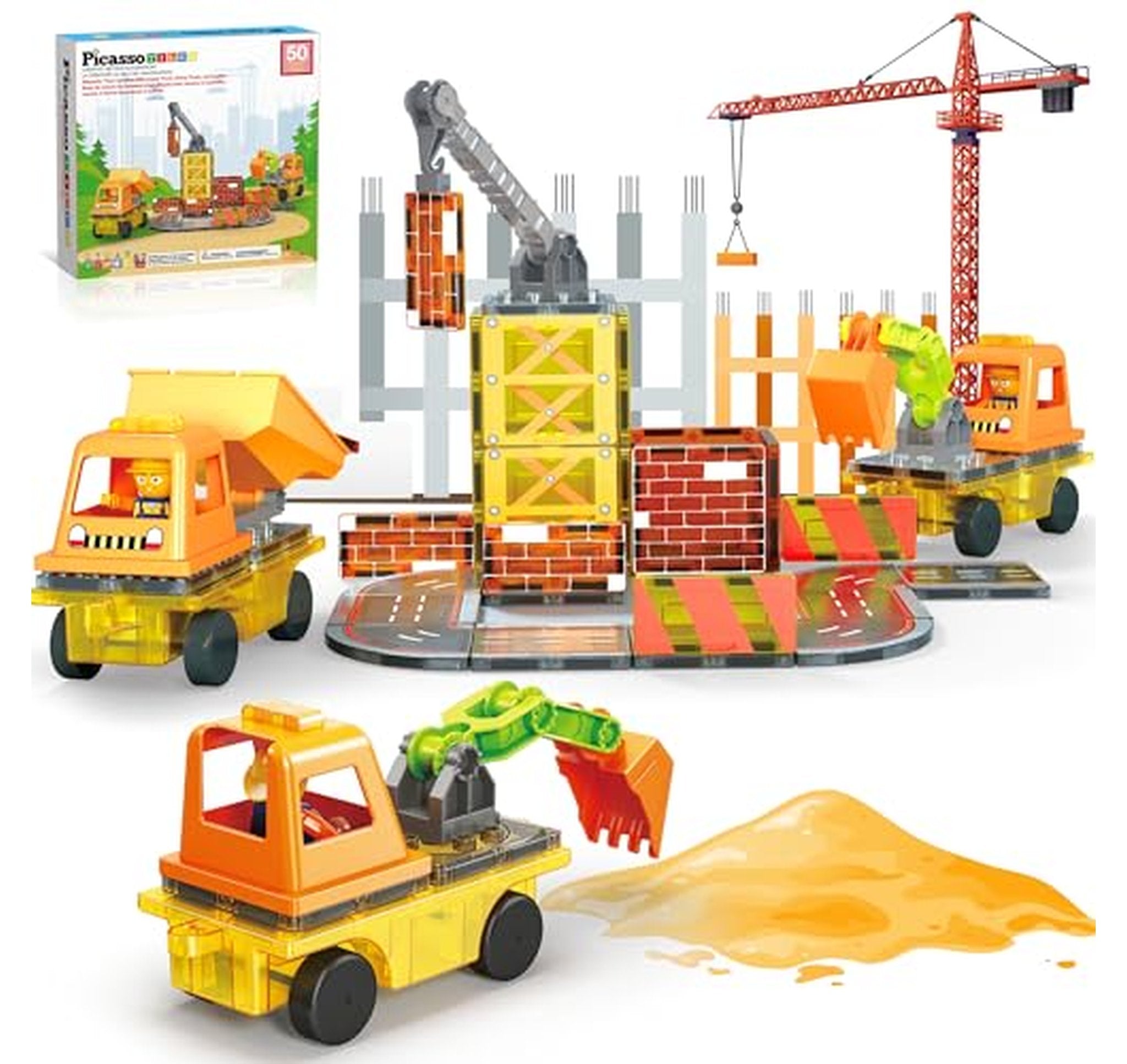 PicassoTiles Magnetic Construction Vehicle Building Set