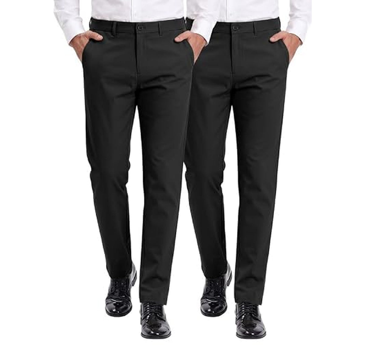 2 Pack Slim Fit Stretch Wrinkle Free Dress Pants