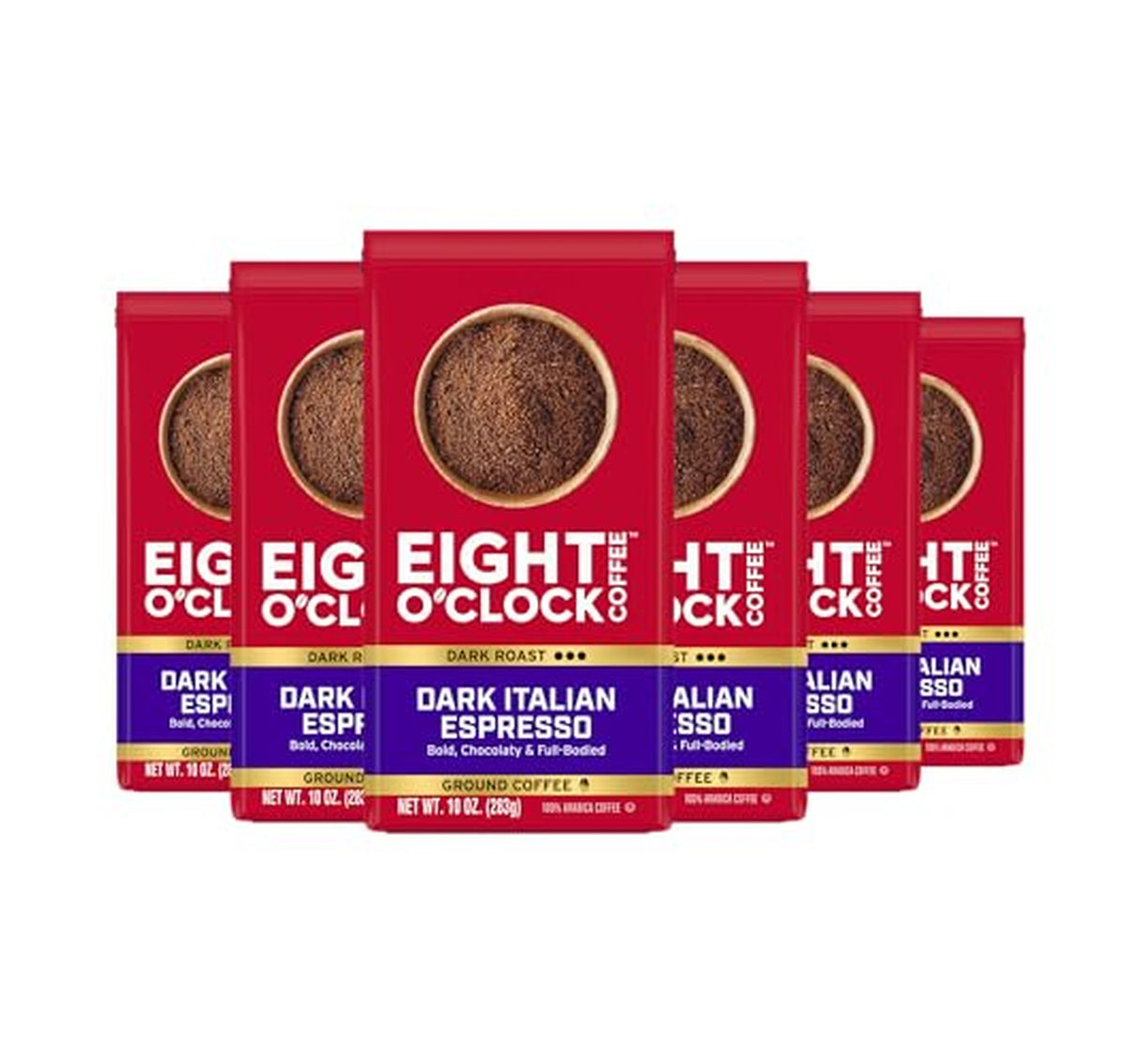6 Pack Eight O'Clock Dark Italian Espresso Ground Coffee