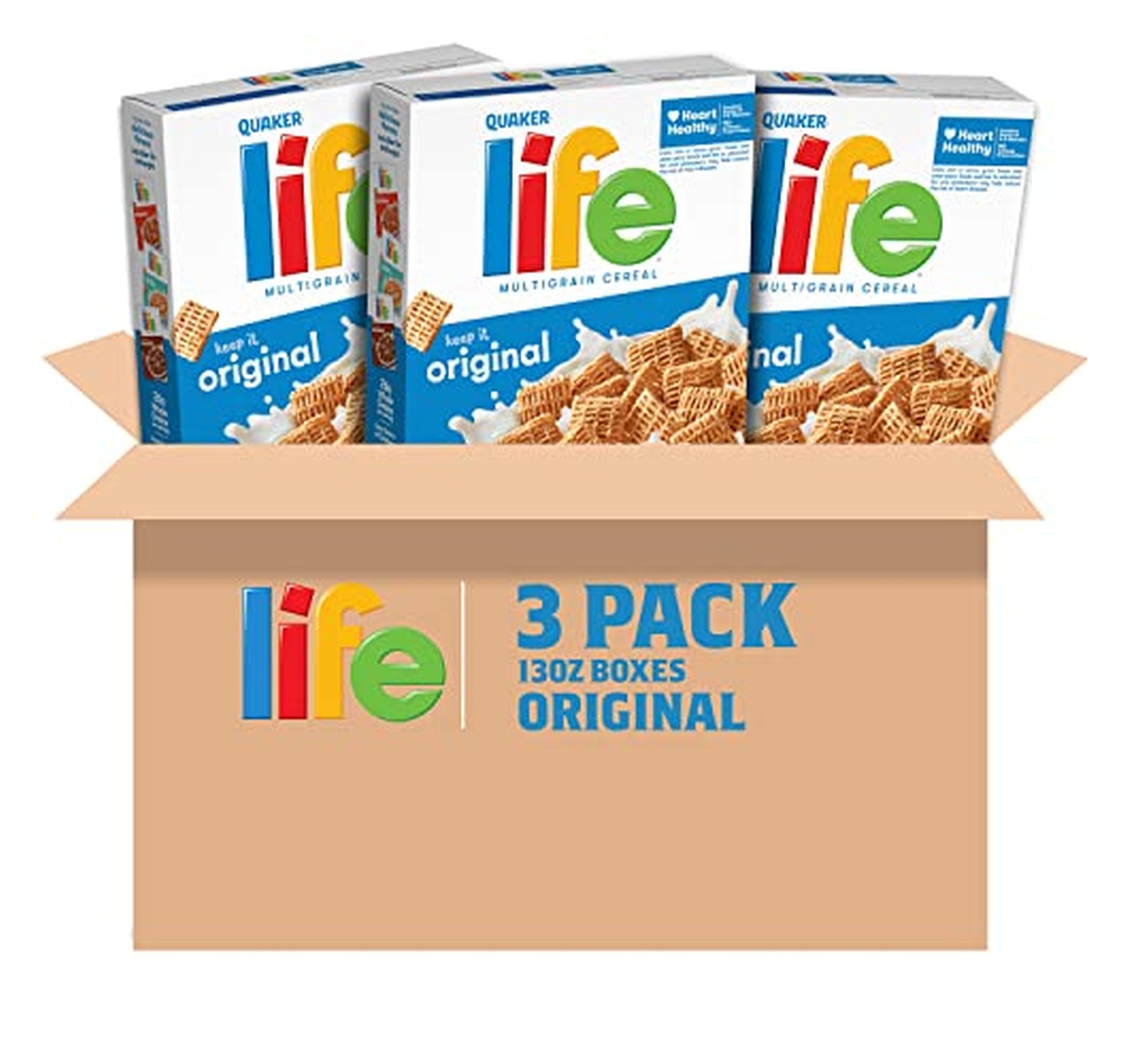 3 Pack Quaker Life Original Breakfast Cereal 13oz Boxes